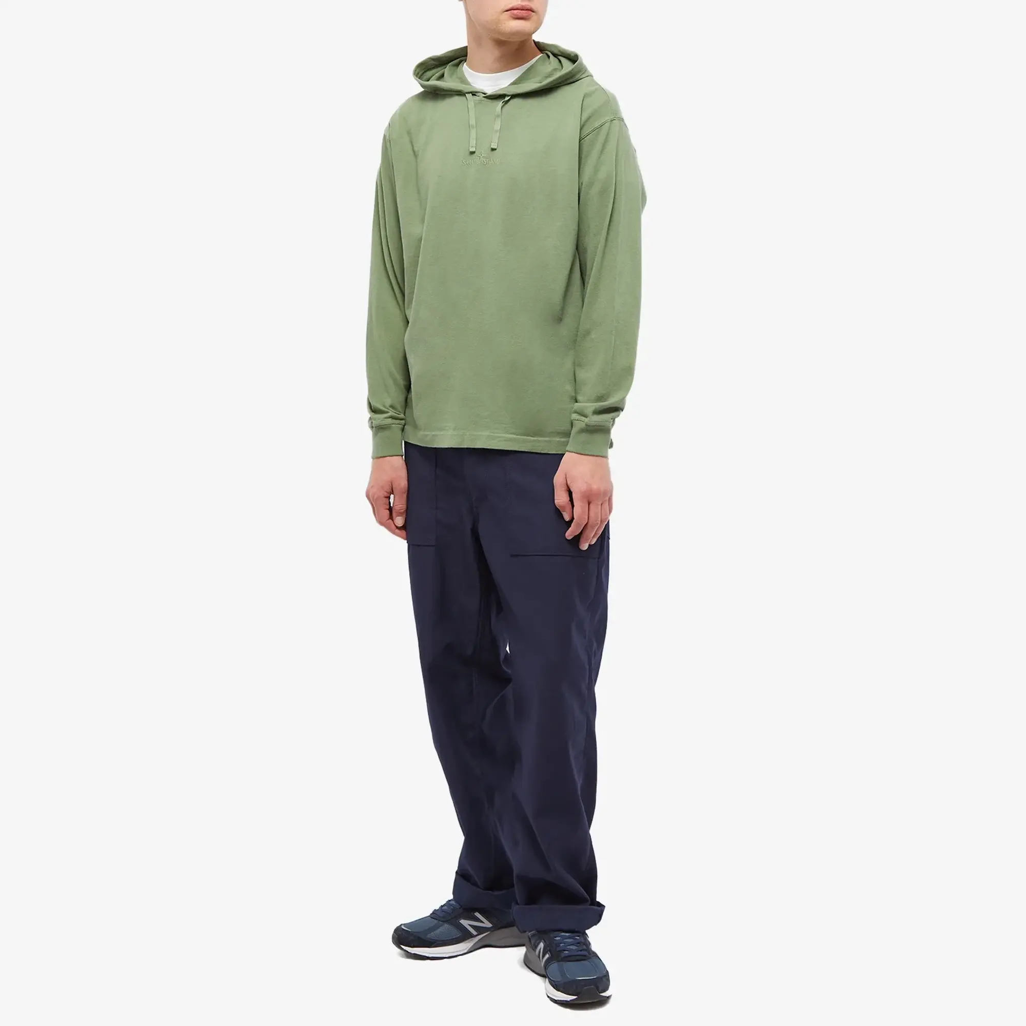 Stone Island Men's Embroidered Logo Lightweight Hoodie Sage
