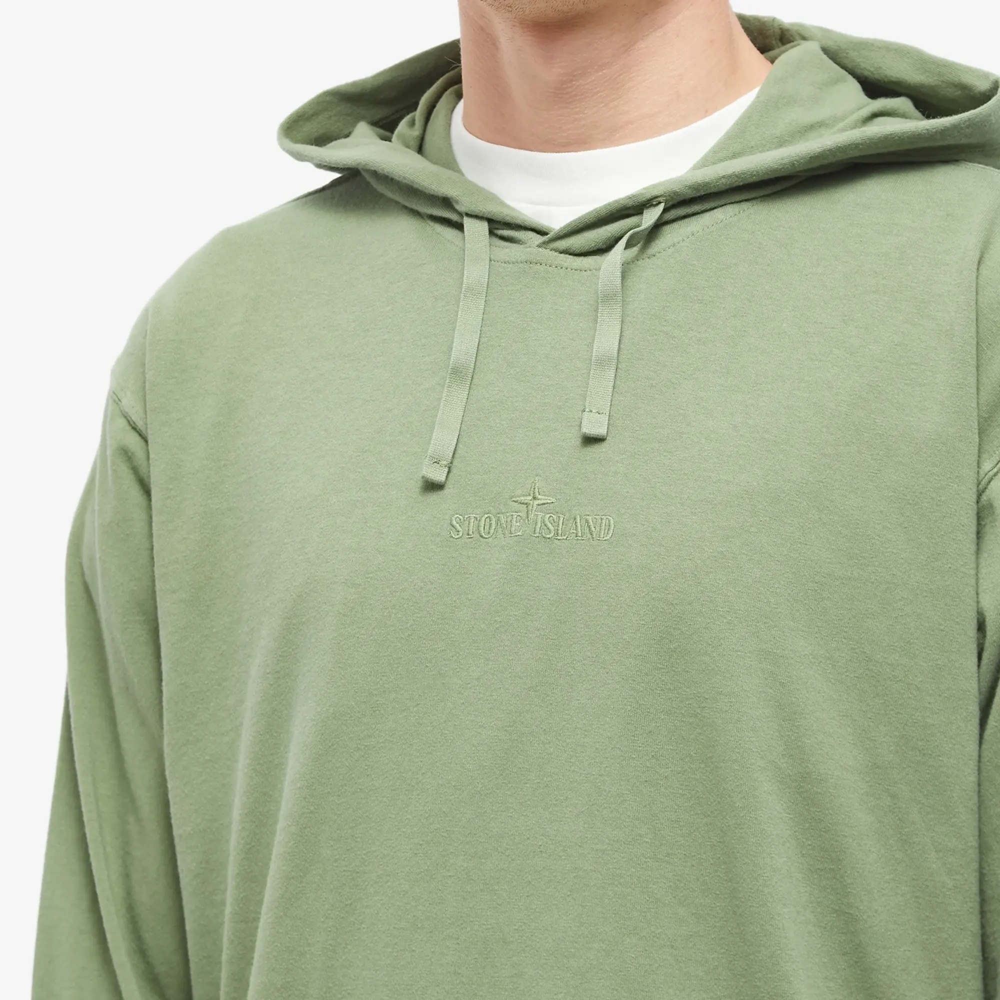 Stone Island Men's Embroidered Logo Lightweight Hoodie Sage