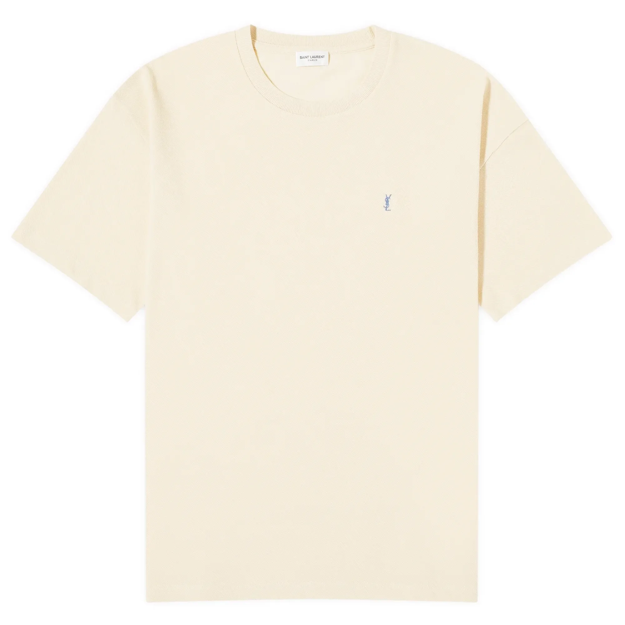 Saint Laurent Men's Pique Logo T-Shirt Yellow/Blue