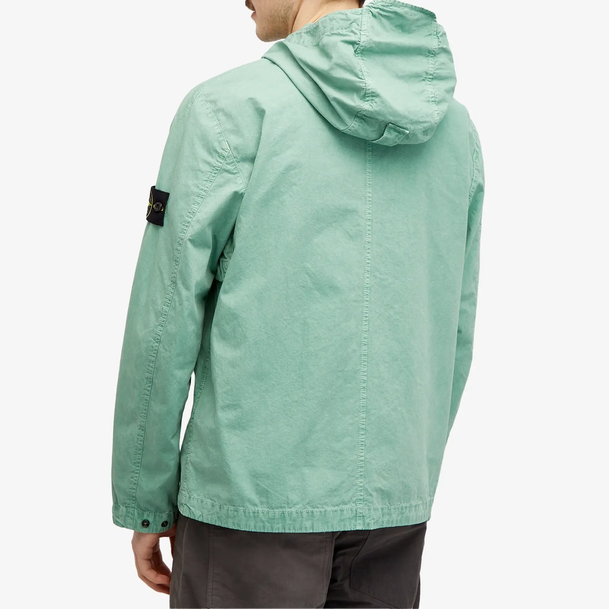 Stone Island Men s Brushed Cotton Canvas Hooded Overshirt Light Green 8015106WN V0152 FOOTY.COM