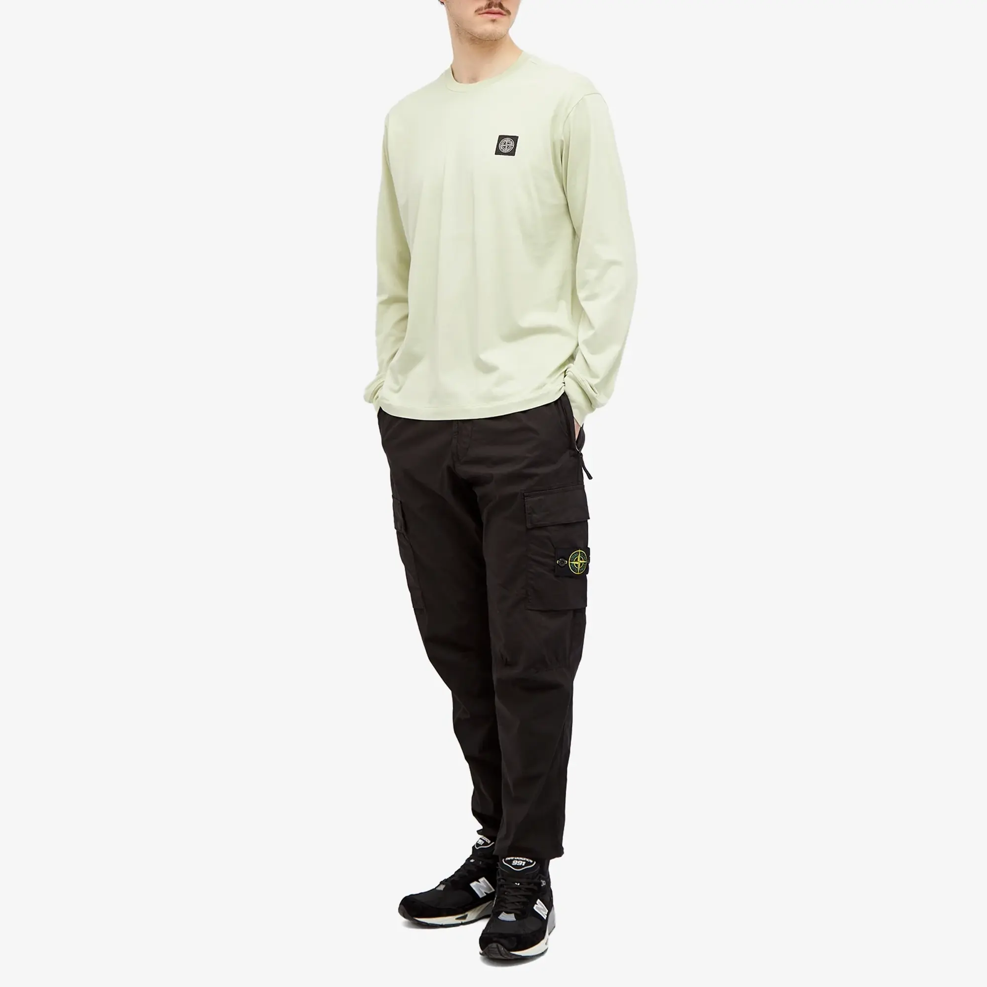 Stone Island Men's Long Sleeve Patch T-Shirt Pistachio Stone Island Men's Long Sleeve Patch T-Shirt Pistachio