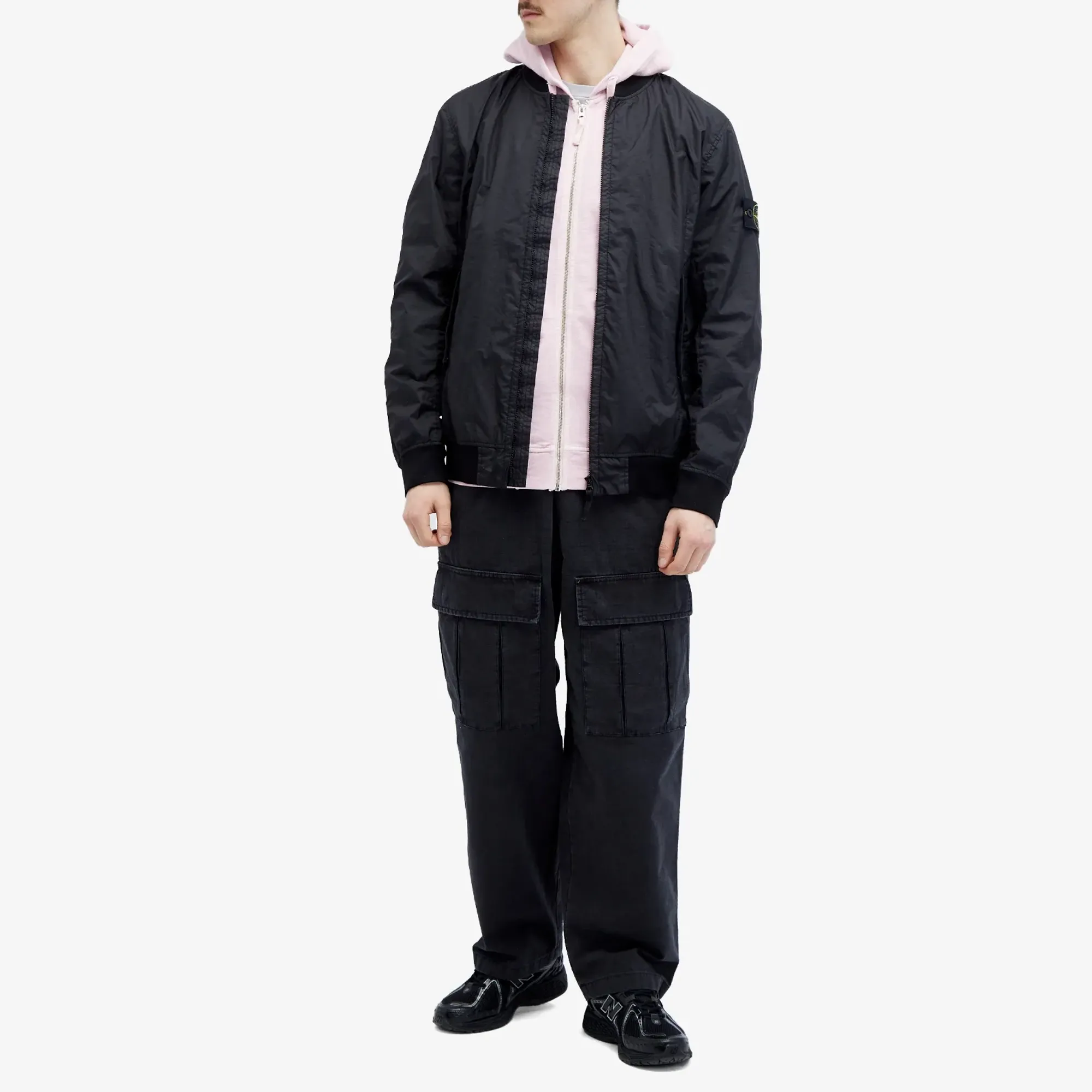 Stone Island Men's Garment Dyed Malfile Zip Hoodie Pink