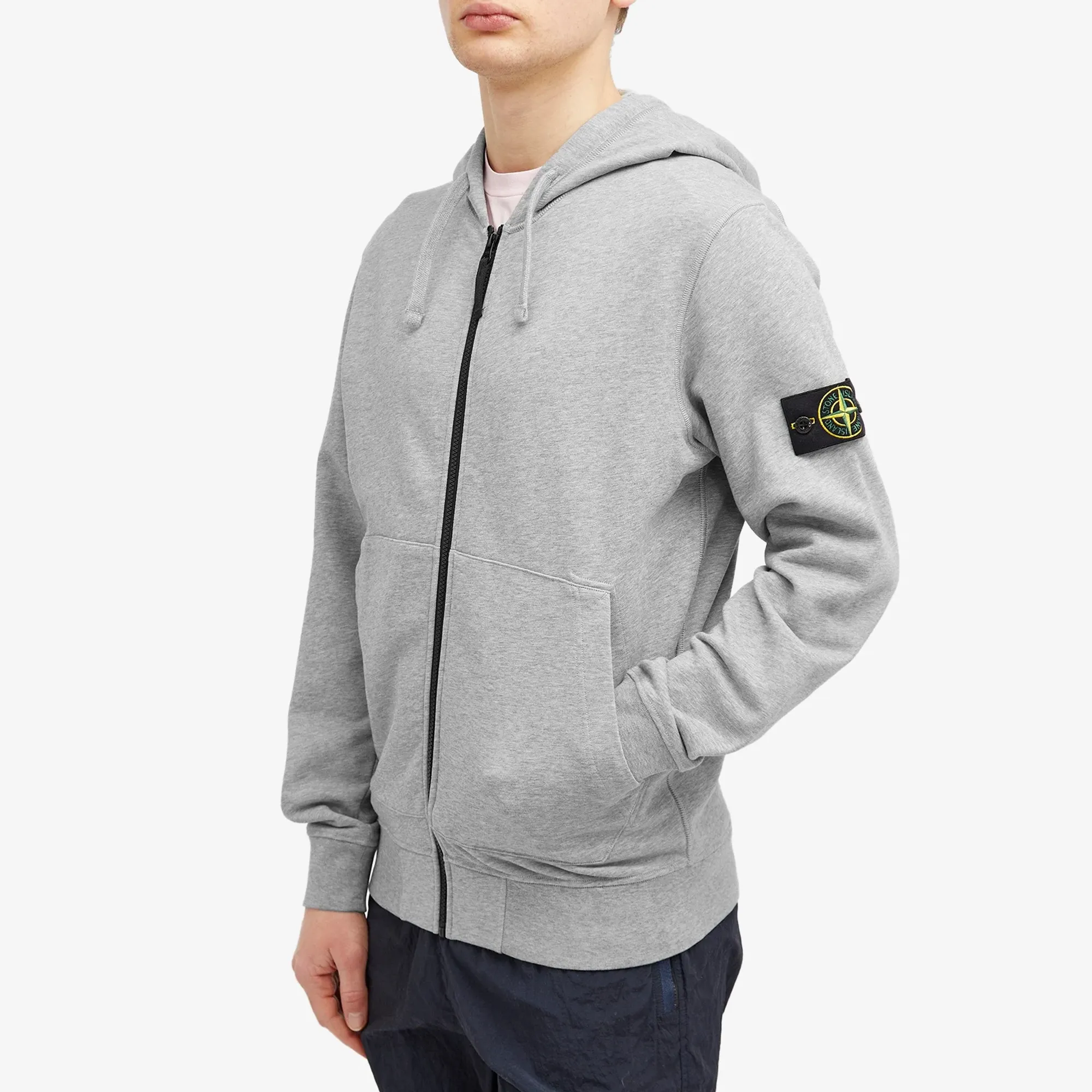 Stone Island Men's Garment Dyed Zip Hoodie Grey Marl | 801564251