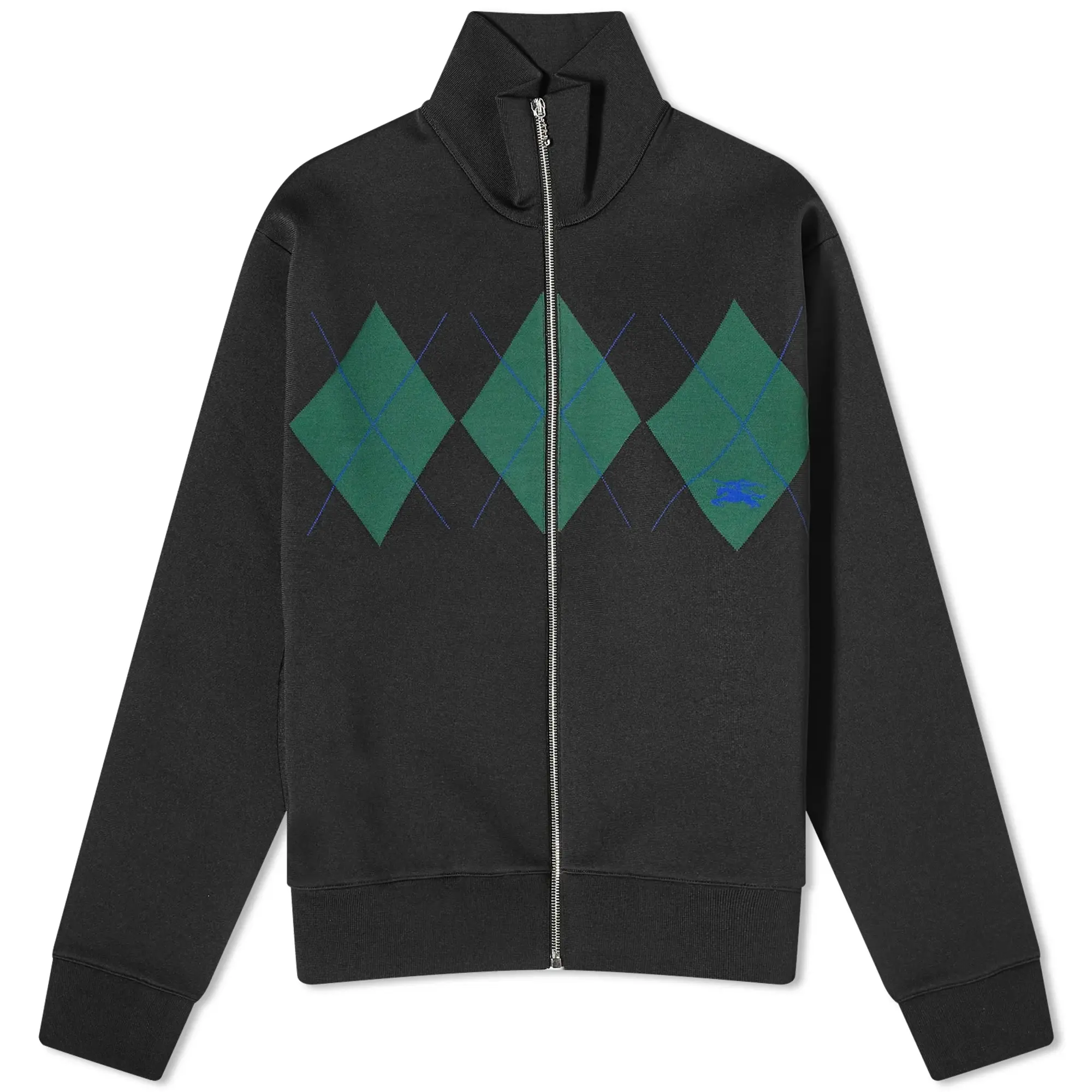 Burberry Men's Nylon Argyle Track Jacket Black