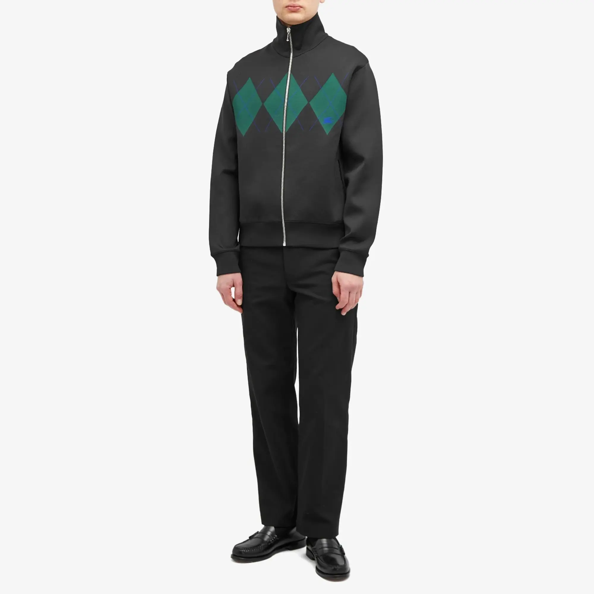 Burberry Men's Nylon Argyle Track Jacket Black