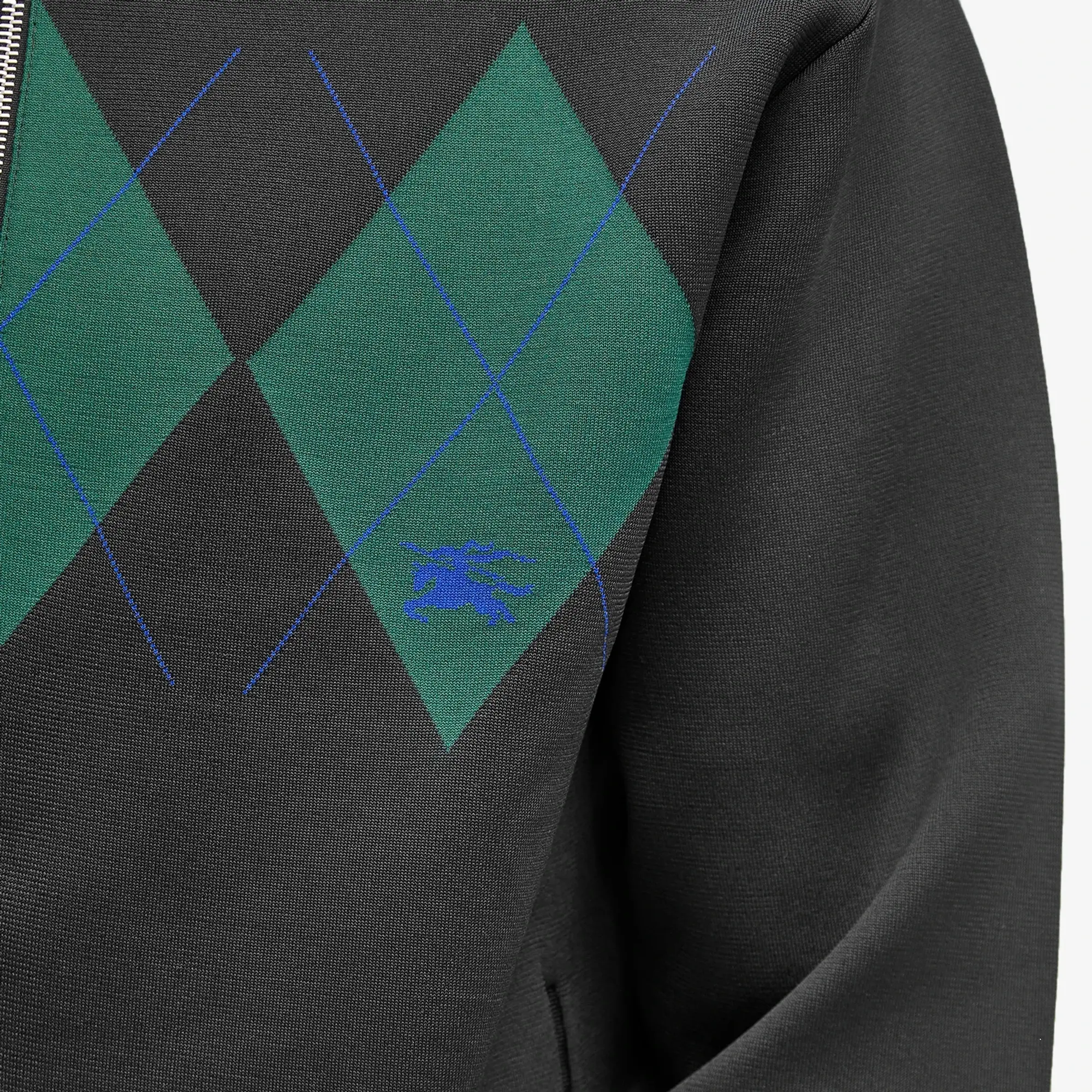 Burberry Men's Nylon Argyle Track Jacket Black