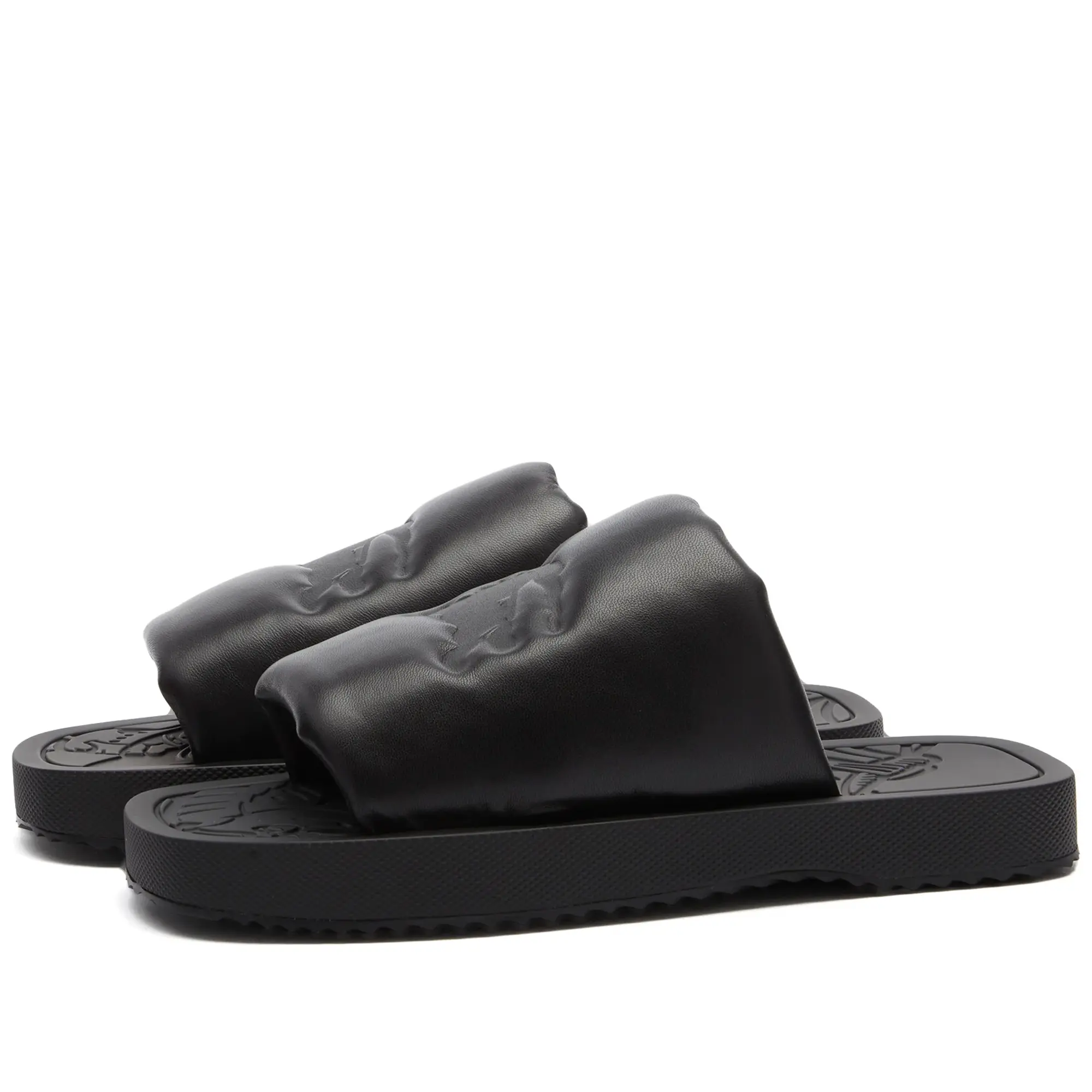 Burberry Men's Quilted Leather Slide Sandals Black