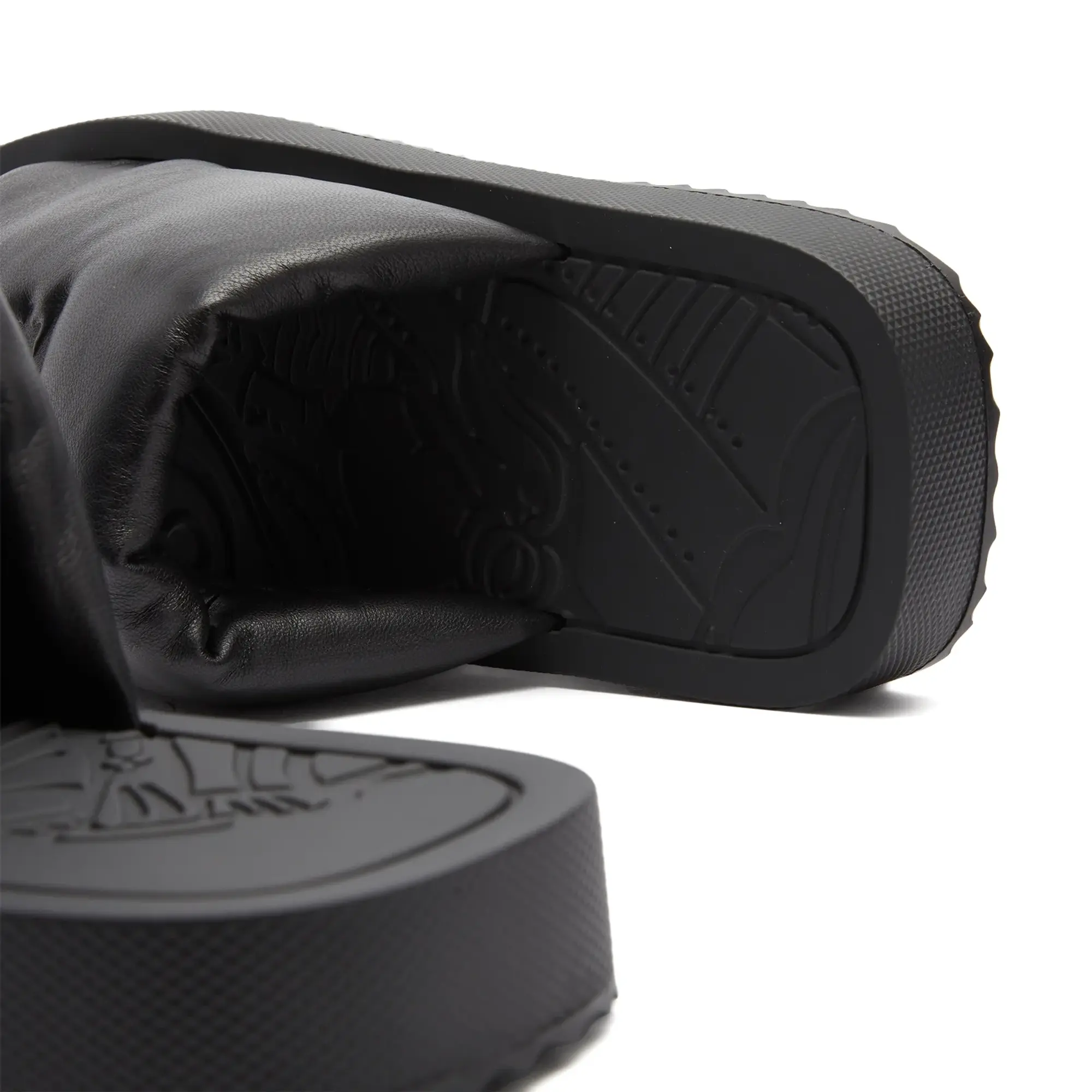 Burberry Men's Quilted Leather Slide Sandals Black
