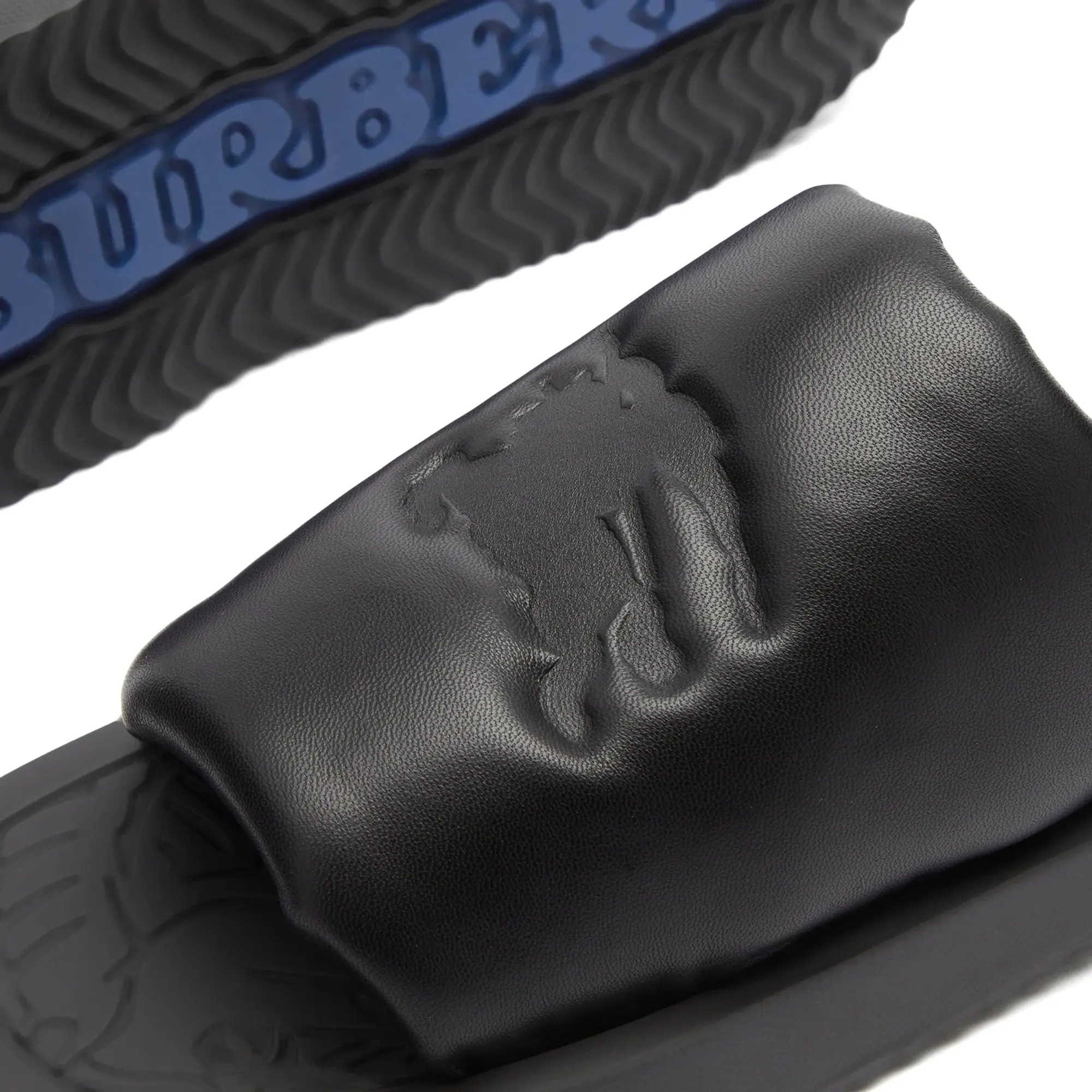 Burberry Men's Quilted Leather Slide Sandals Black