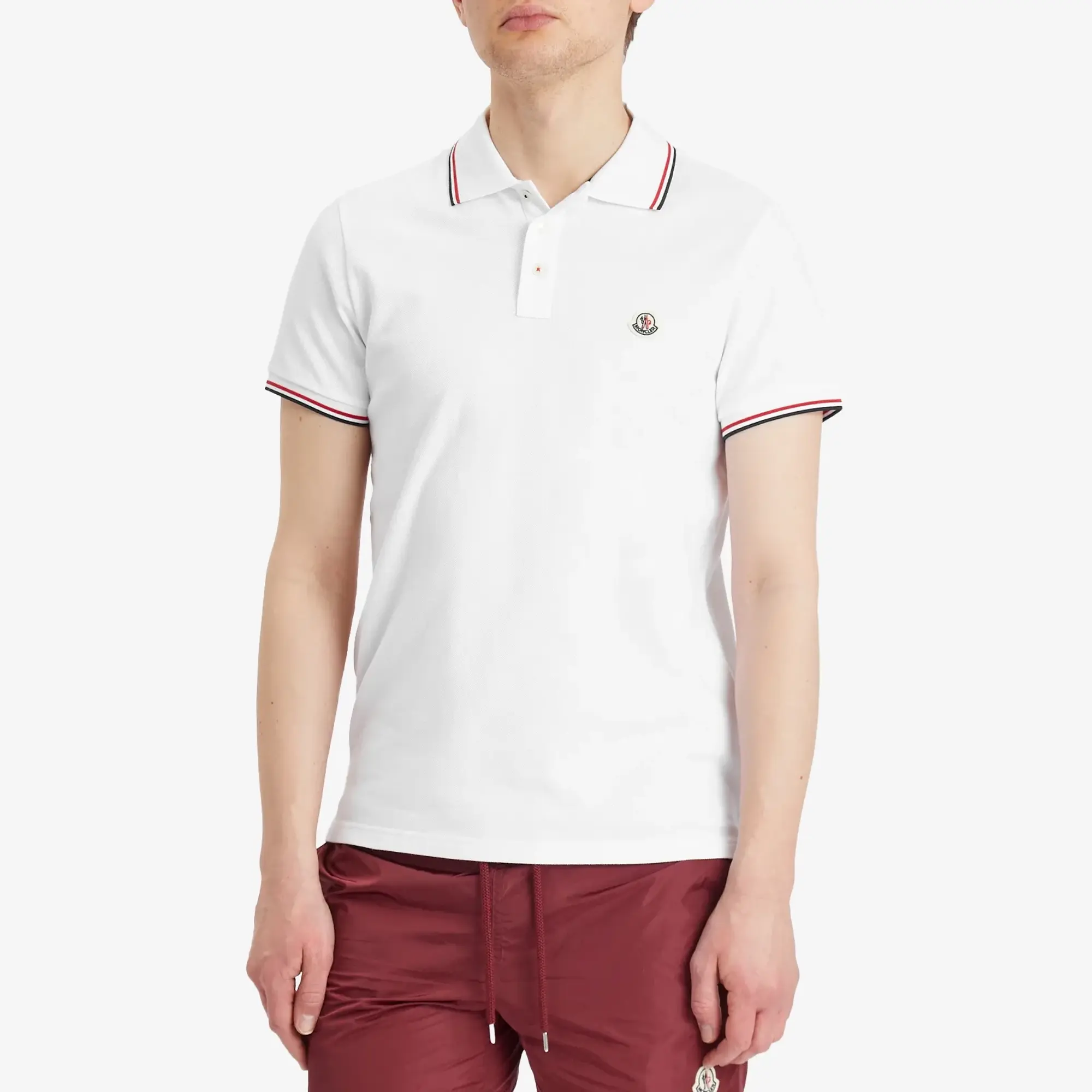 Moncler Men's Classic Logo Polo White