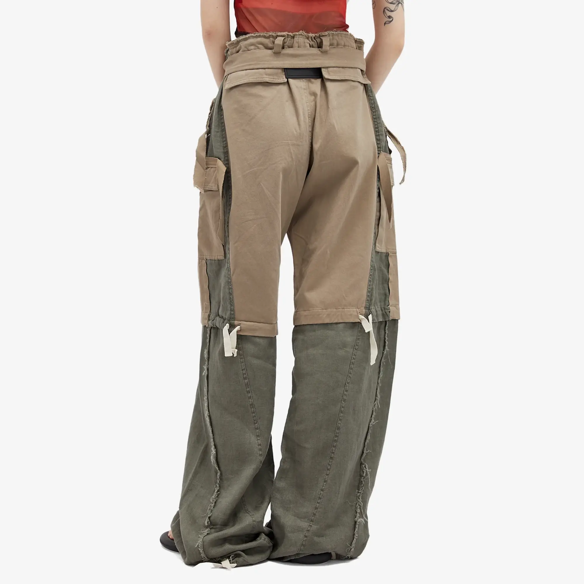 Ottolinger Women's Baggy Cargo Trousers Olive Green