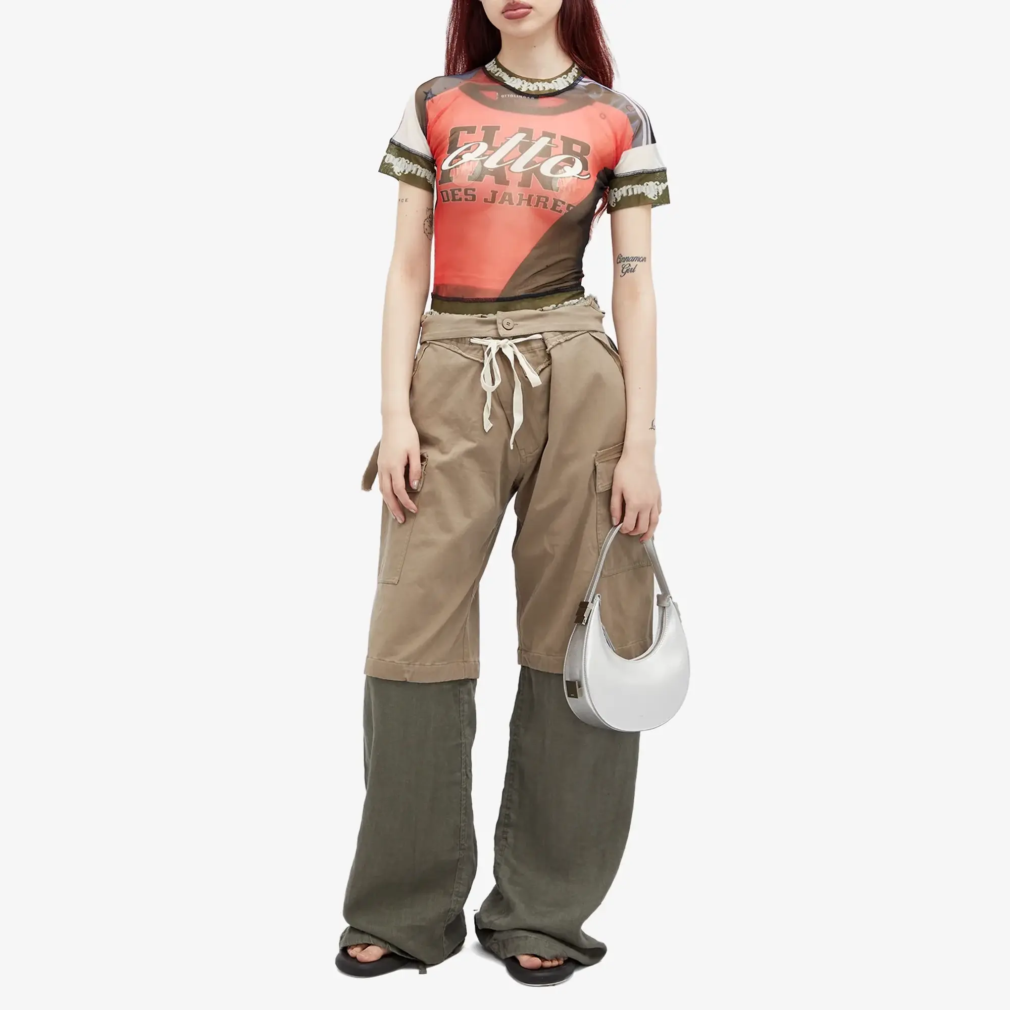 Ottolinger Women's Baggy Cargo Trousers Olive Green