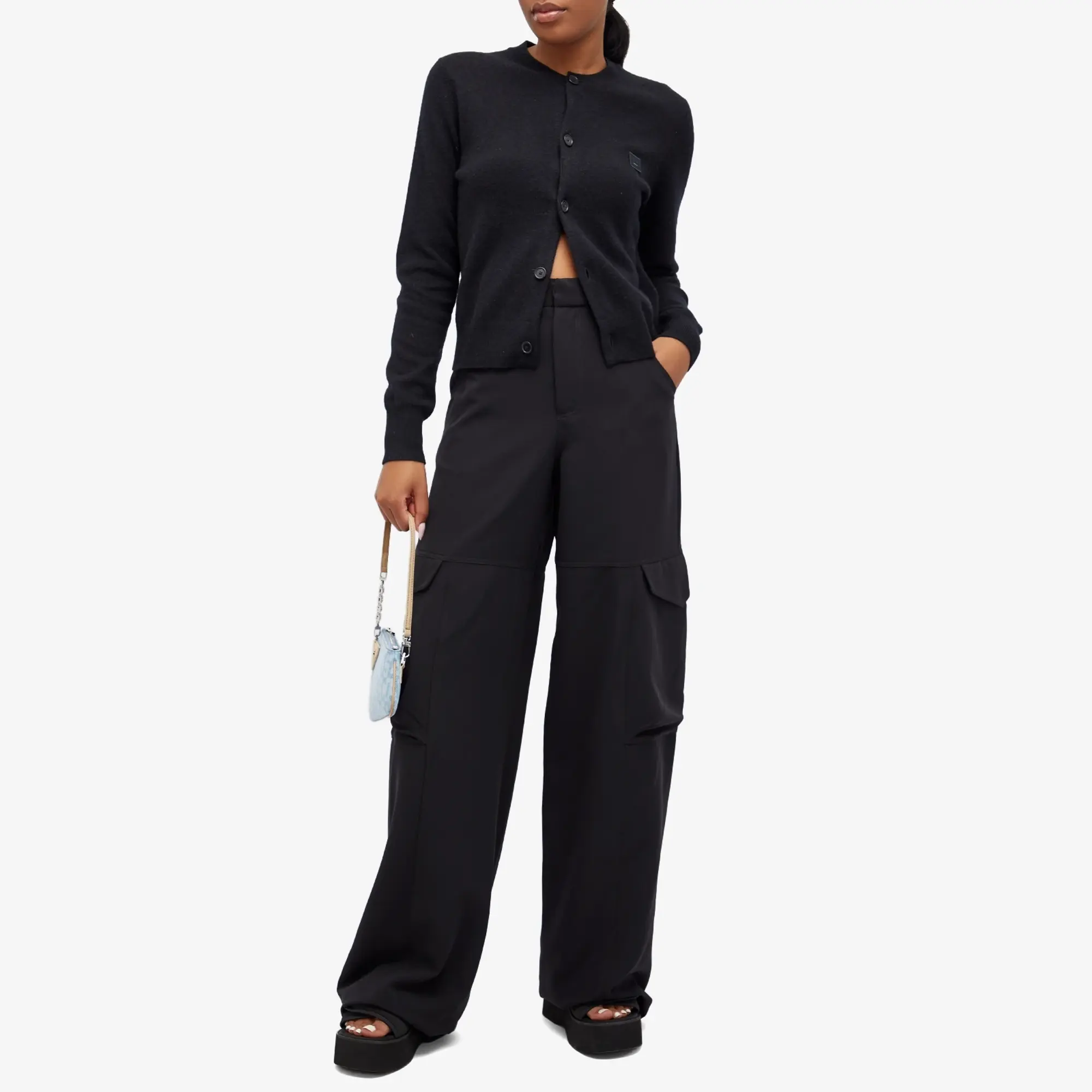 GCDS Women's Fluid Ultracargo Trousers Nero