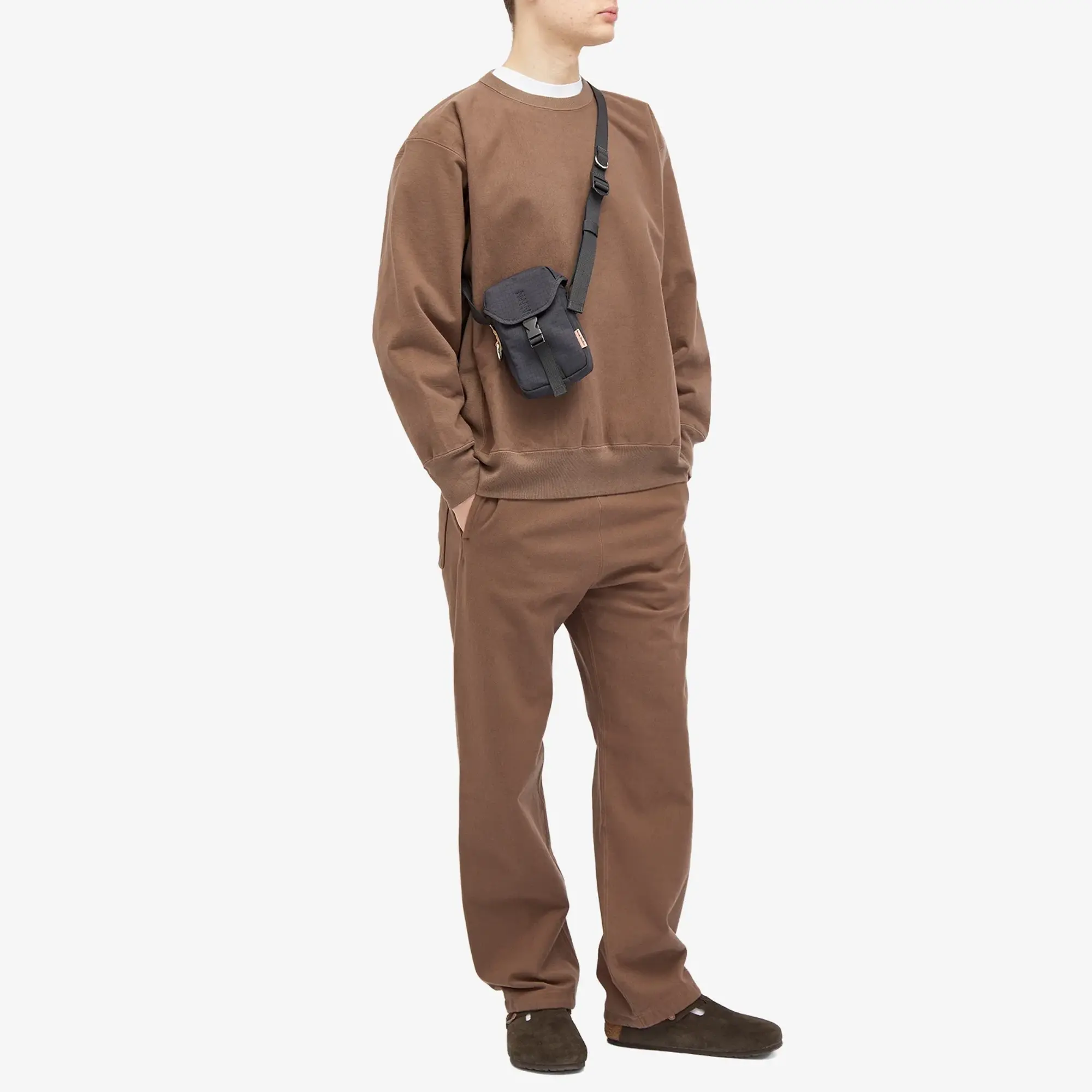 Auralee Men's Super Milled Crew Sweat Brown