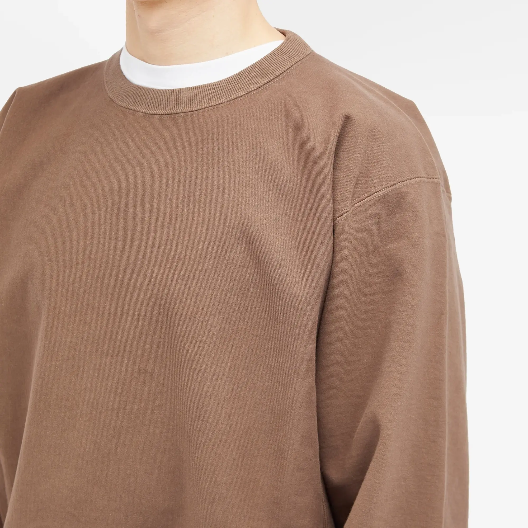 Auralee Men's Super Milled Crew Sweat Brown