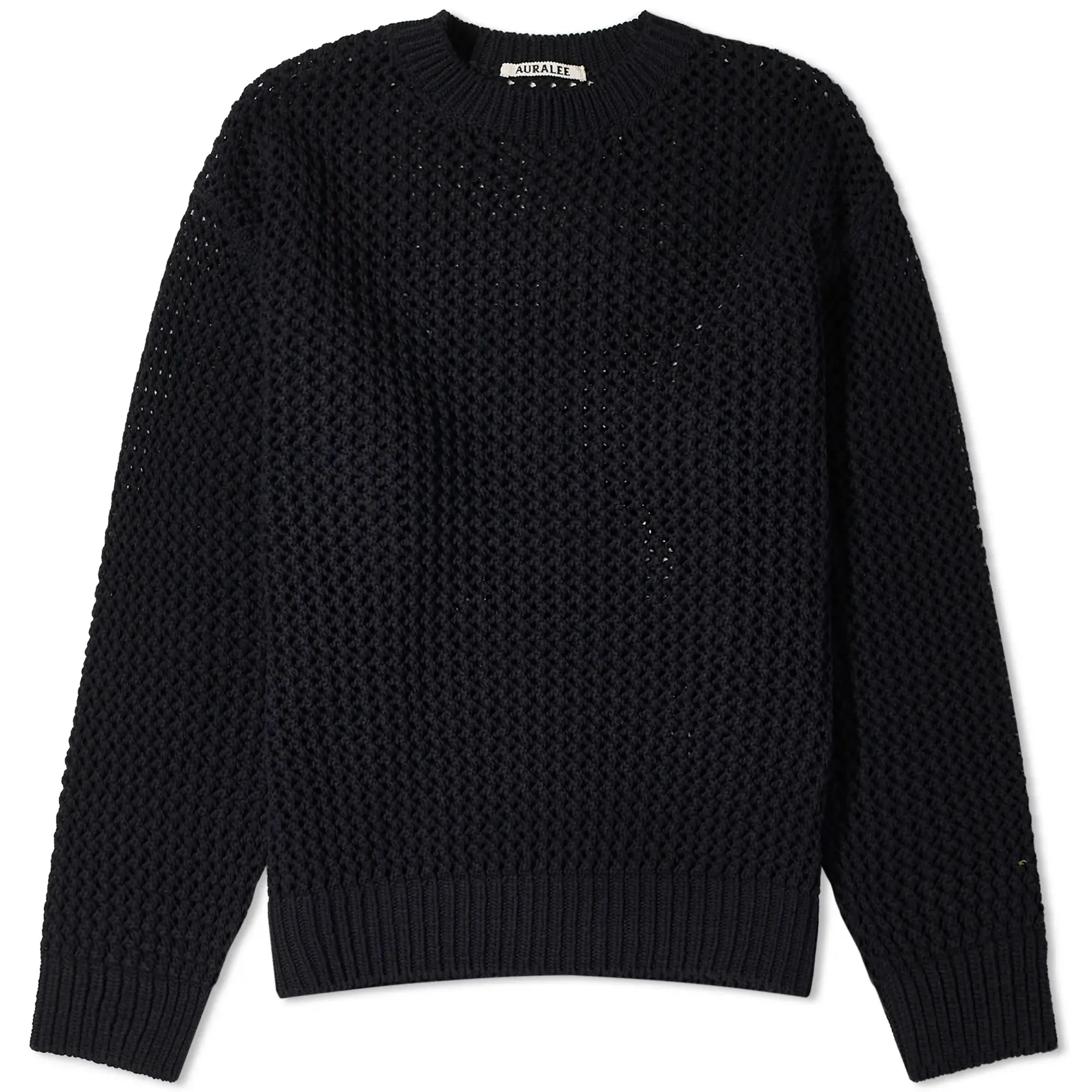 Auralee Men's Mesh Knit Jumper Dark Navy