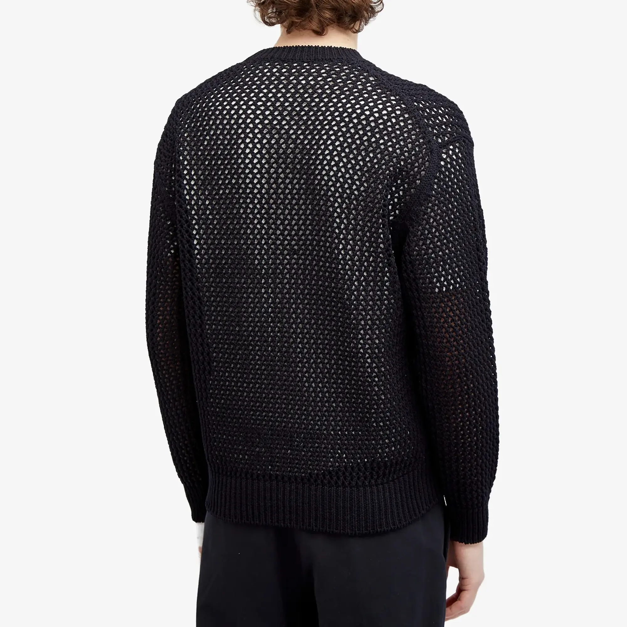 Auralee Men's Mesh Knit Jumper Dark Navy