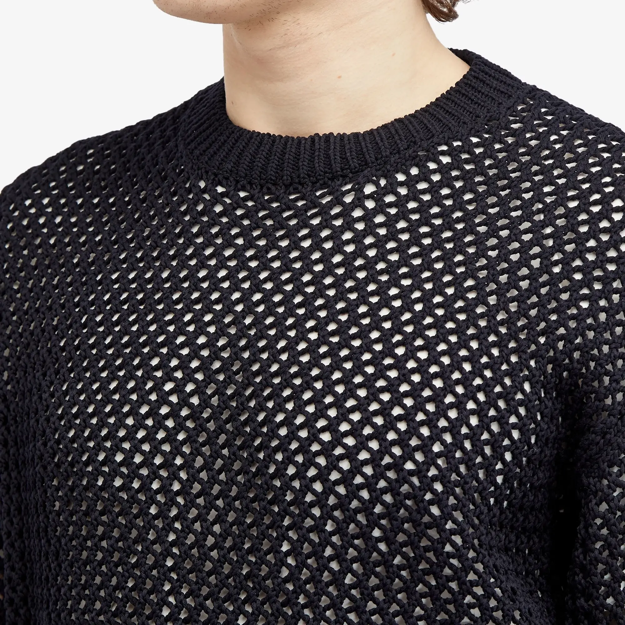 Auralee Men's Mesh Knit Jumper Dark Navy