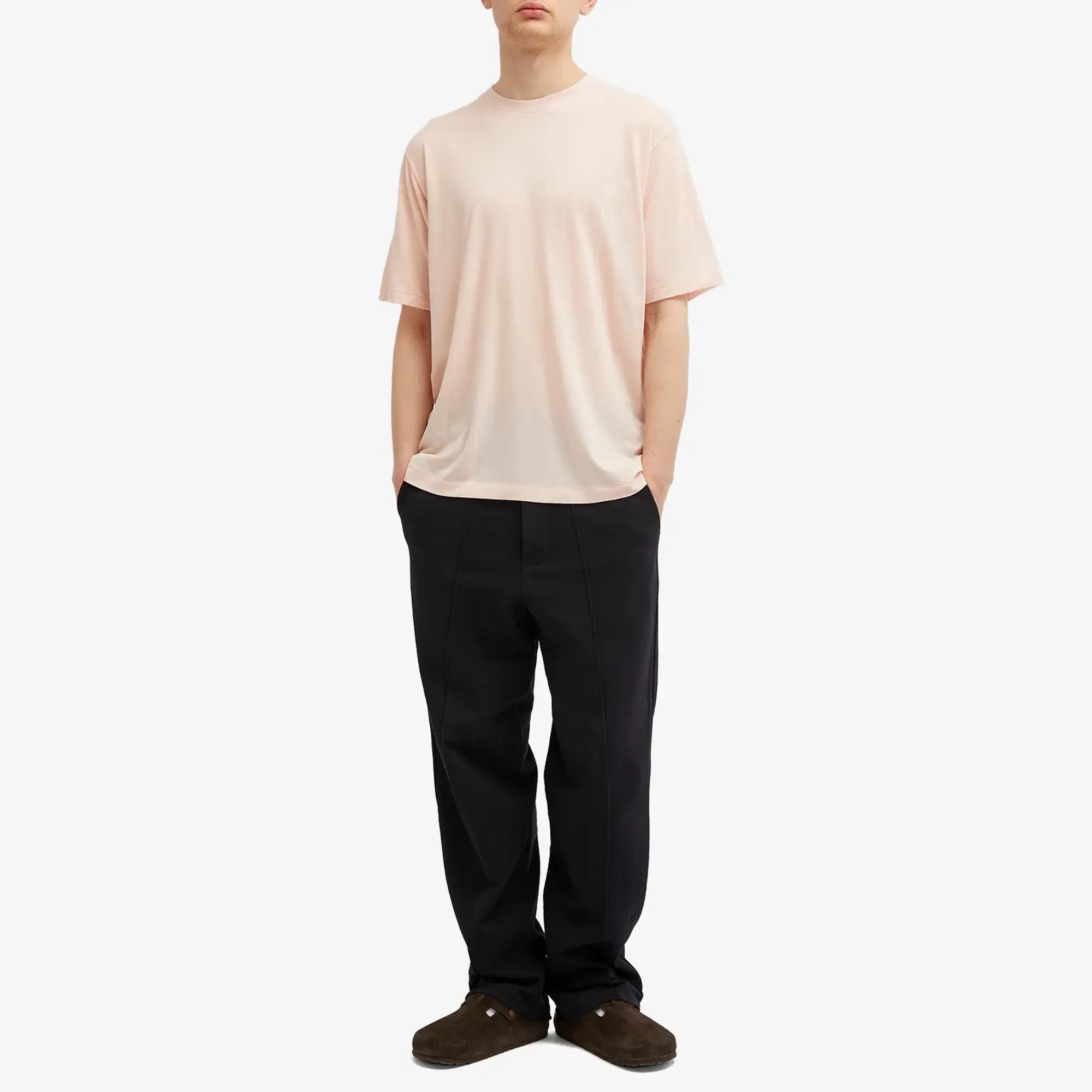 Auralee Men's Super Soft Wool Jersey T-Shirt Light Pink