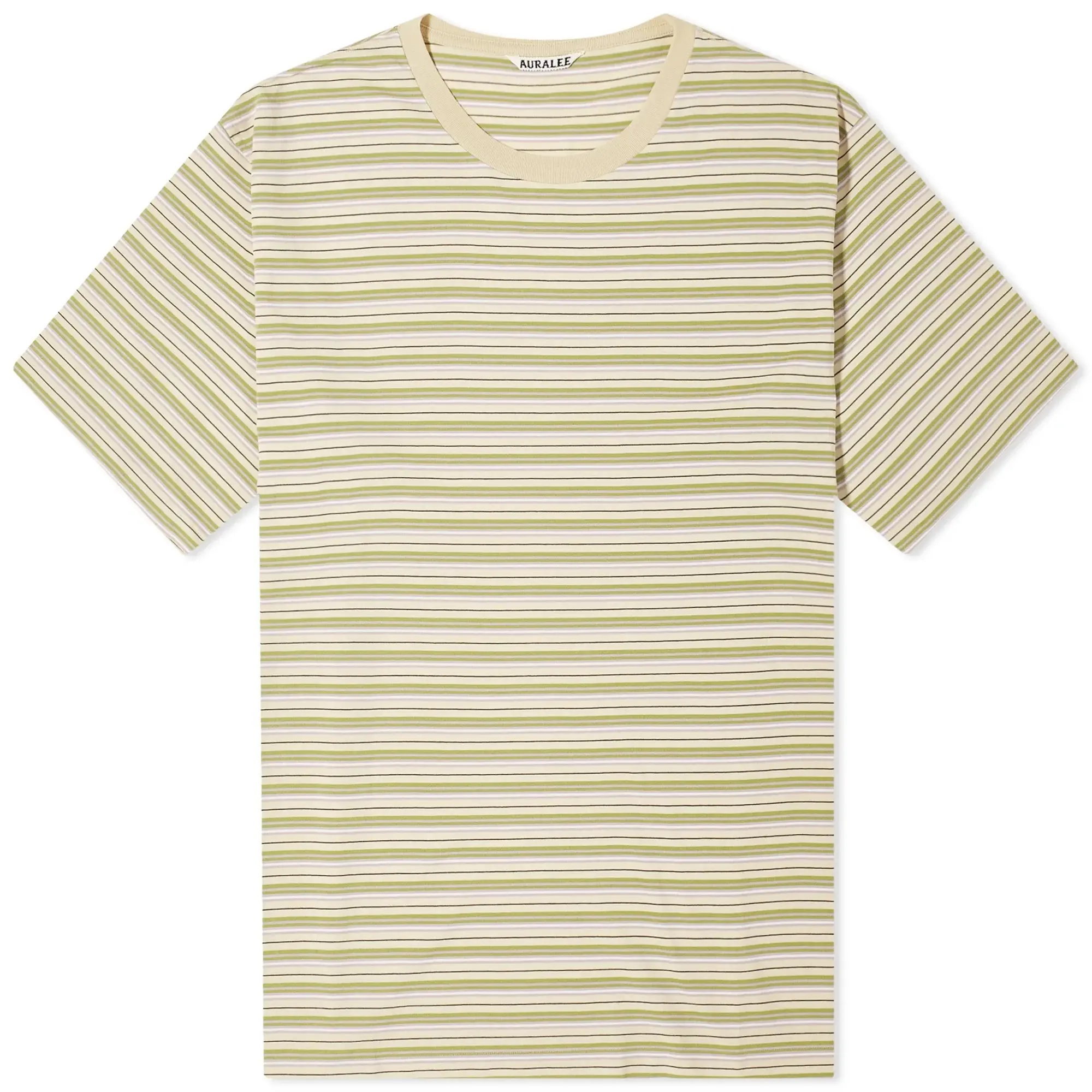 Auralee Men's Hard Twist T-Shirt Beige Border