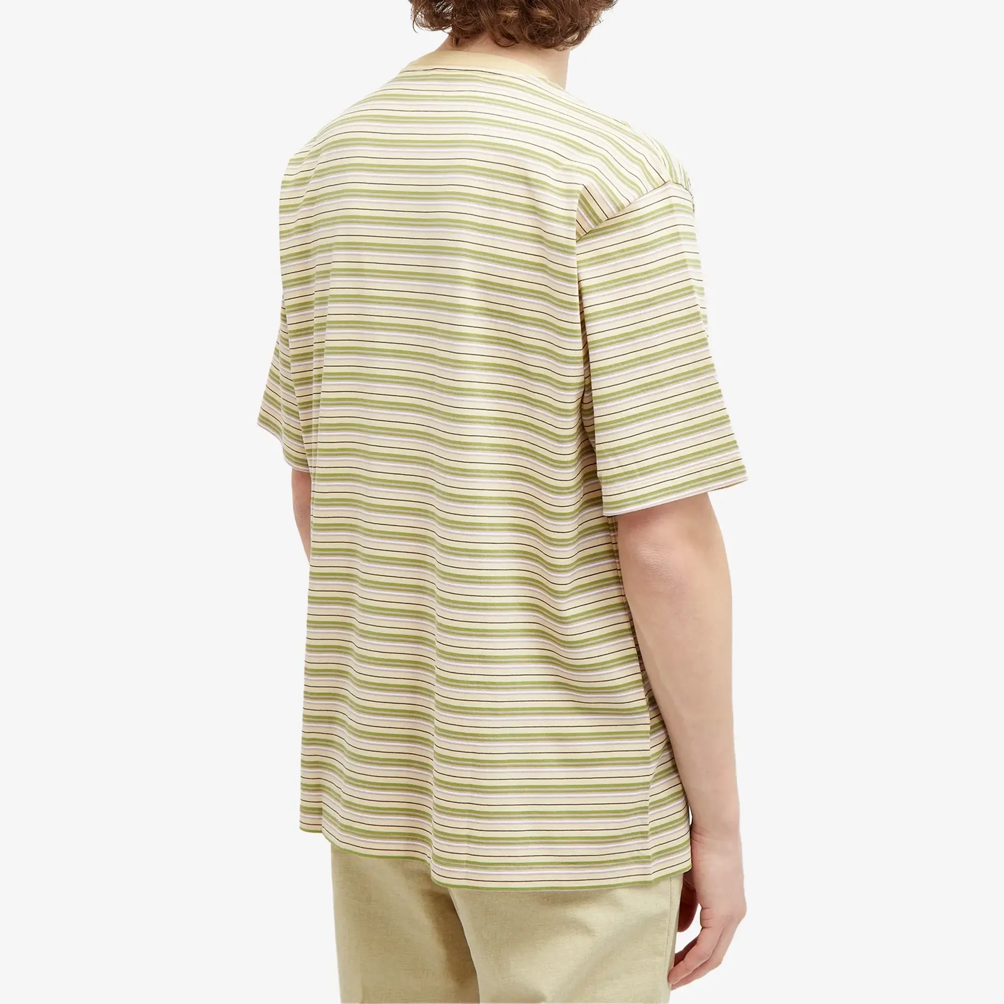 Auralee Men's Hard Twist T-Shirt Beige Border
