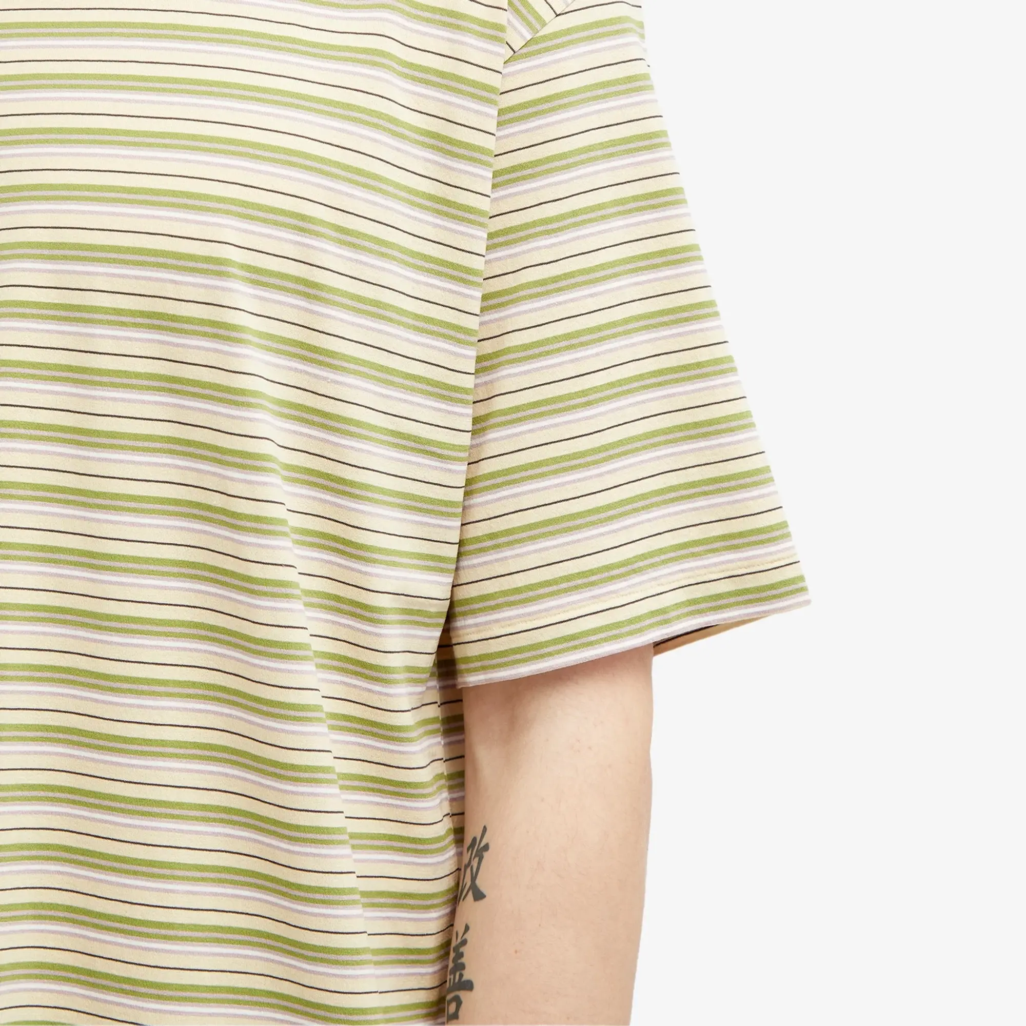 Auralee Men's Hard Twist T-Shirt Beige Border