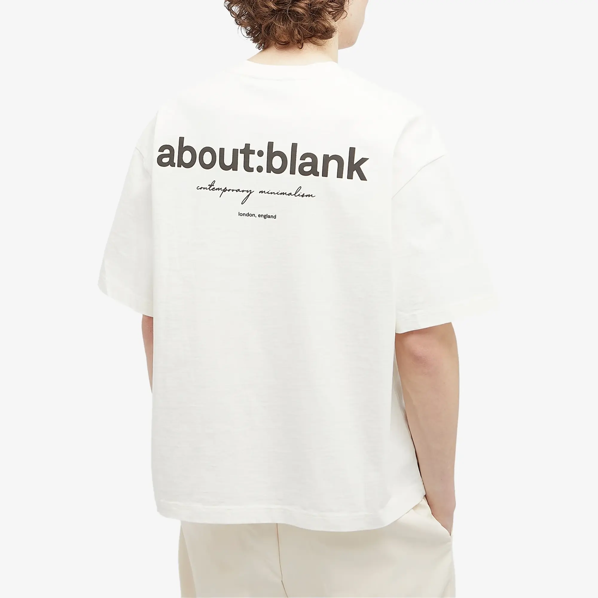 about:blank Men's Box Logo T-Shirt Oat/Black