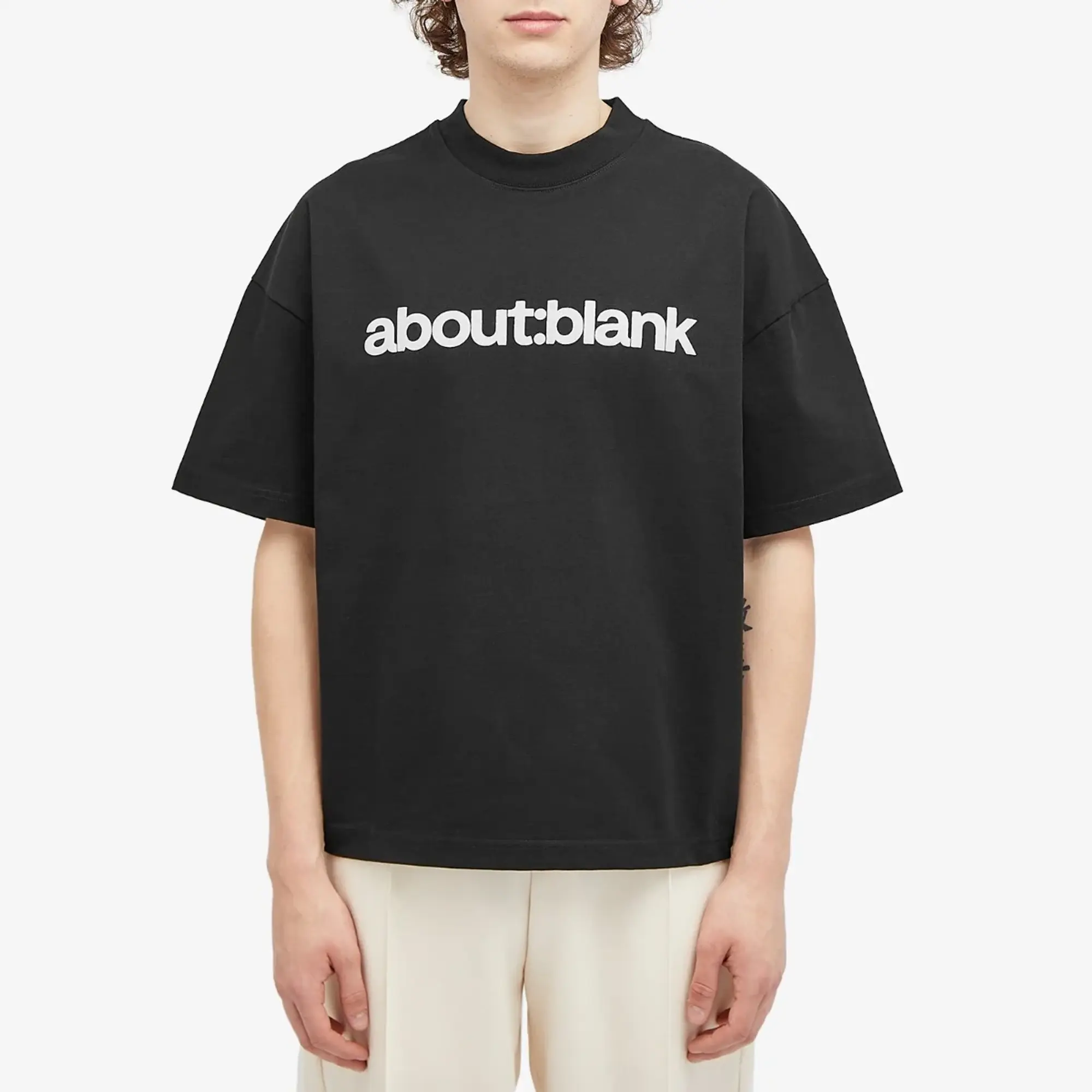 about:blank Men's Block T-Shirt Black/Ecru