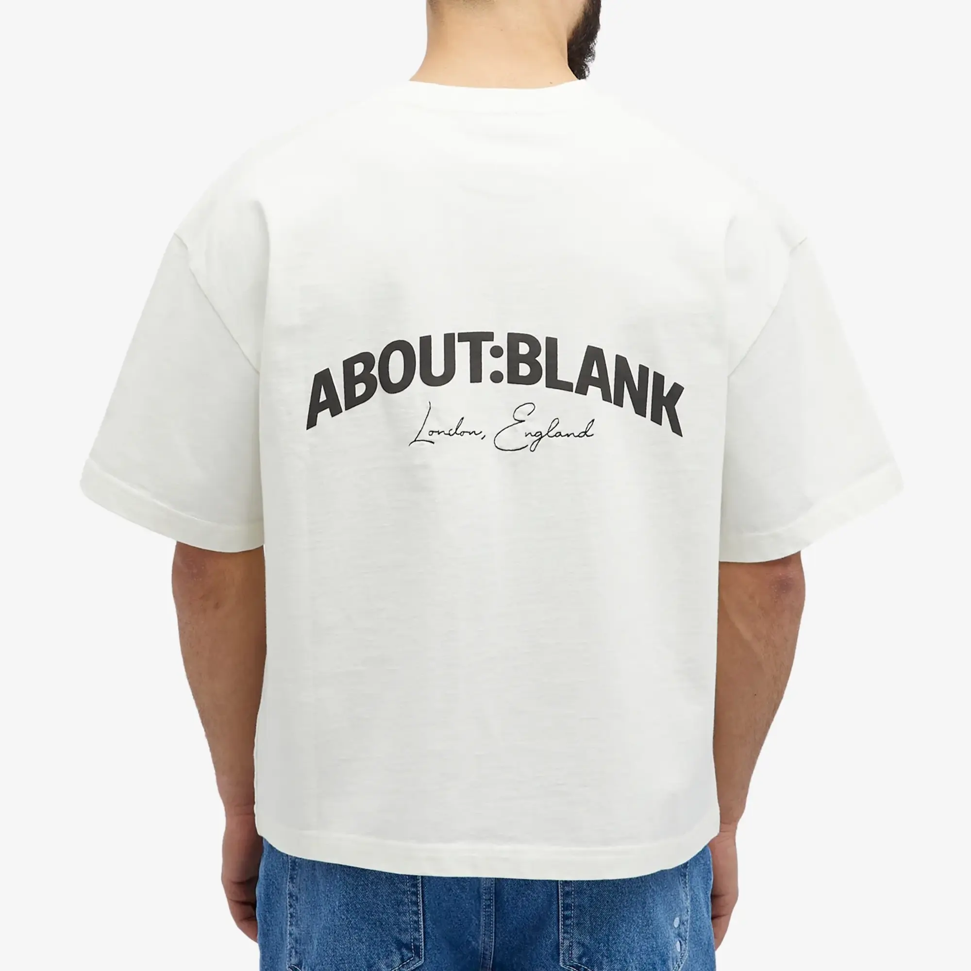 about:blank Men's Arched Logo T-Shirt Oat/Black