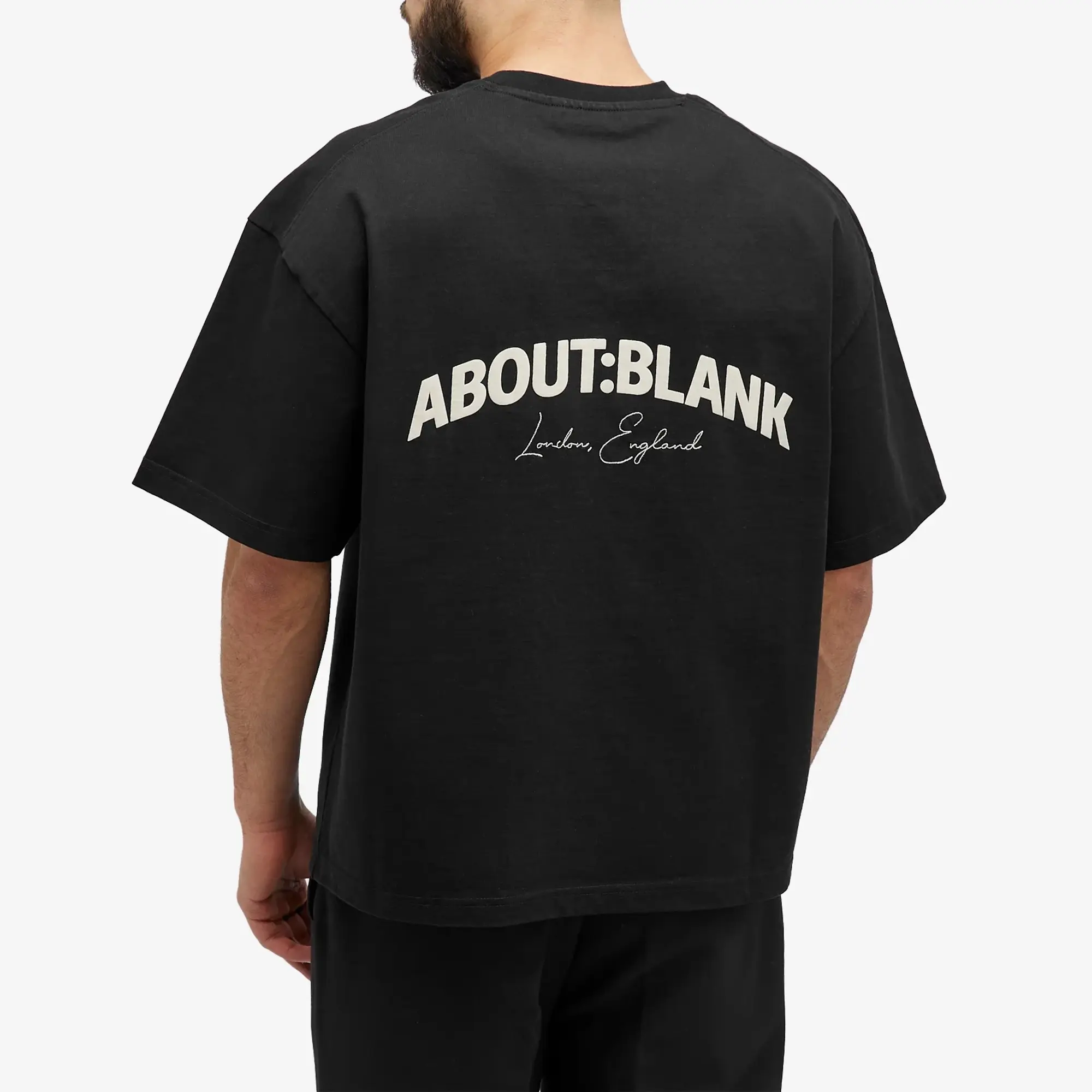 about:blank Men's Arched Logo T-Shirt Black/Ecru