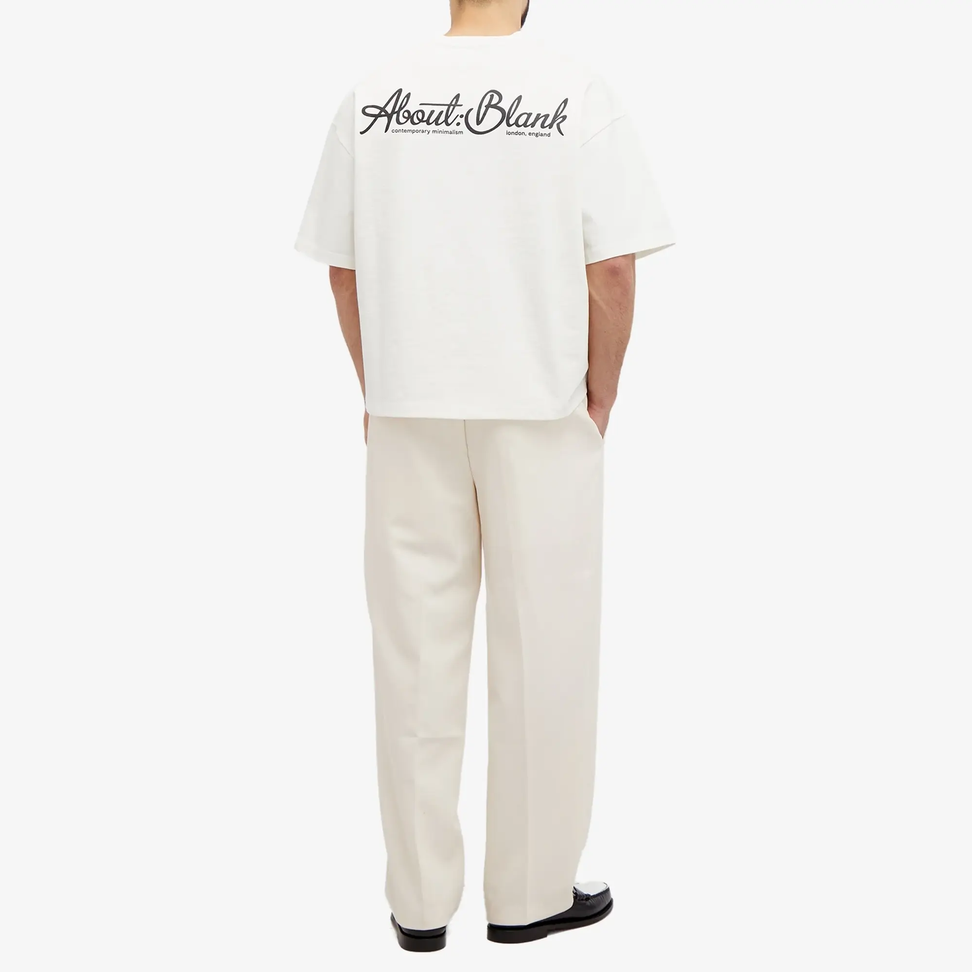 about:blank Men's Banner Logo T-Shirt Oat/Black