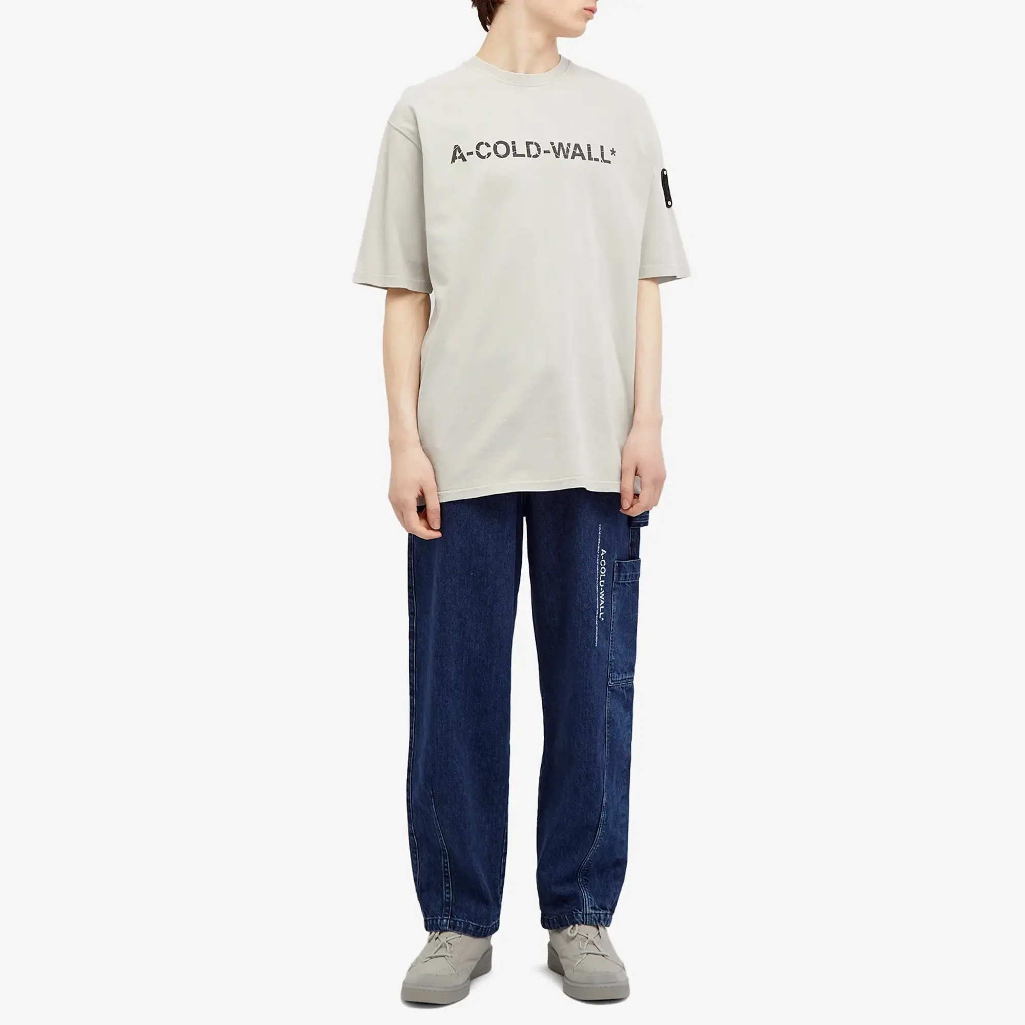 A-COLD-WALL* Men's Overdye Logo T-Shirt Cement