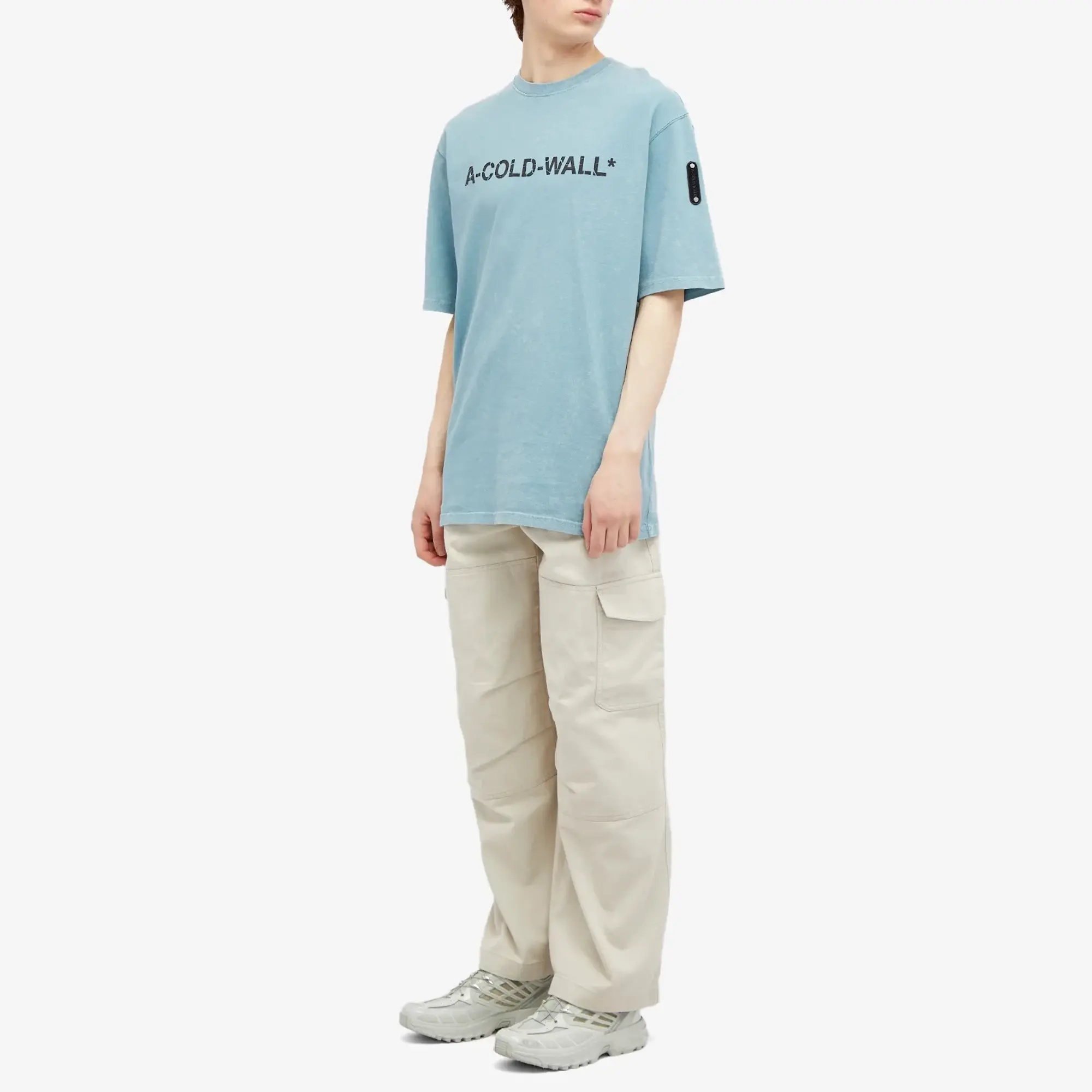 A-COLD-WALL* Men's Overdye Logo T-Shirt Faded Teal