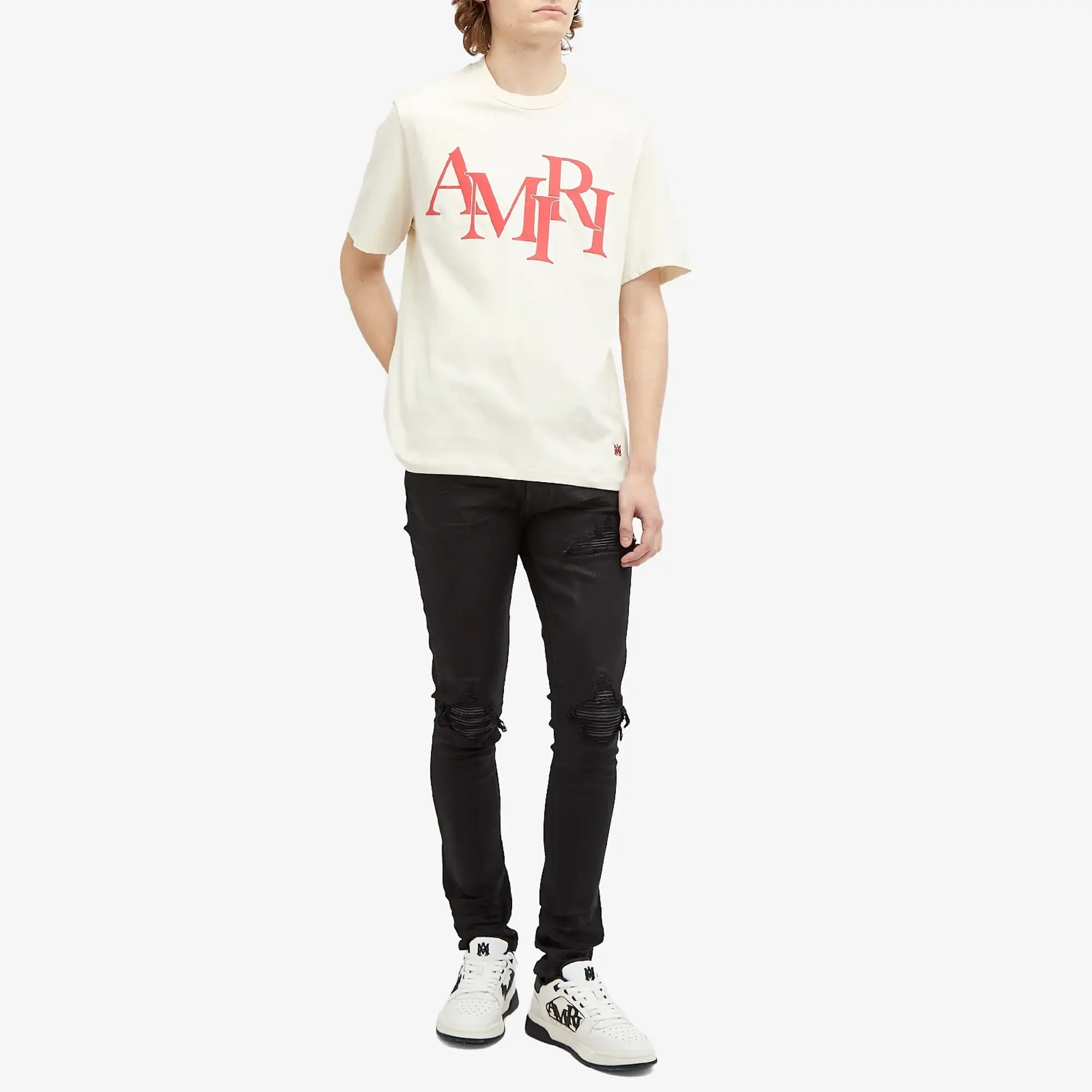AMIRI Men's Staggered Logo T-Shirt Birch