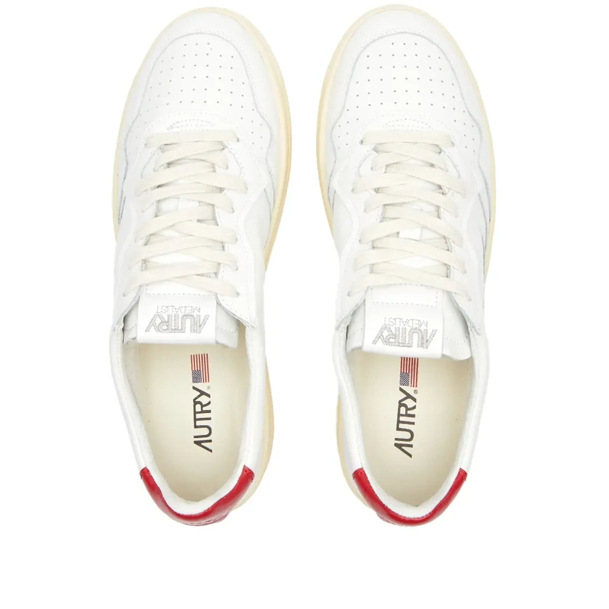 Autry Men's 01 Low Leather Sneaker White/Red