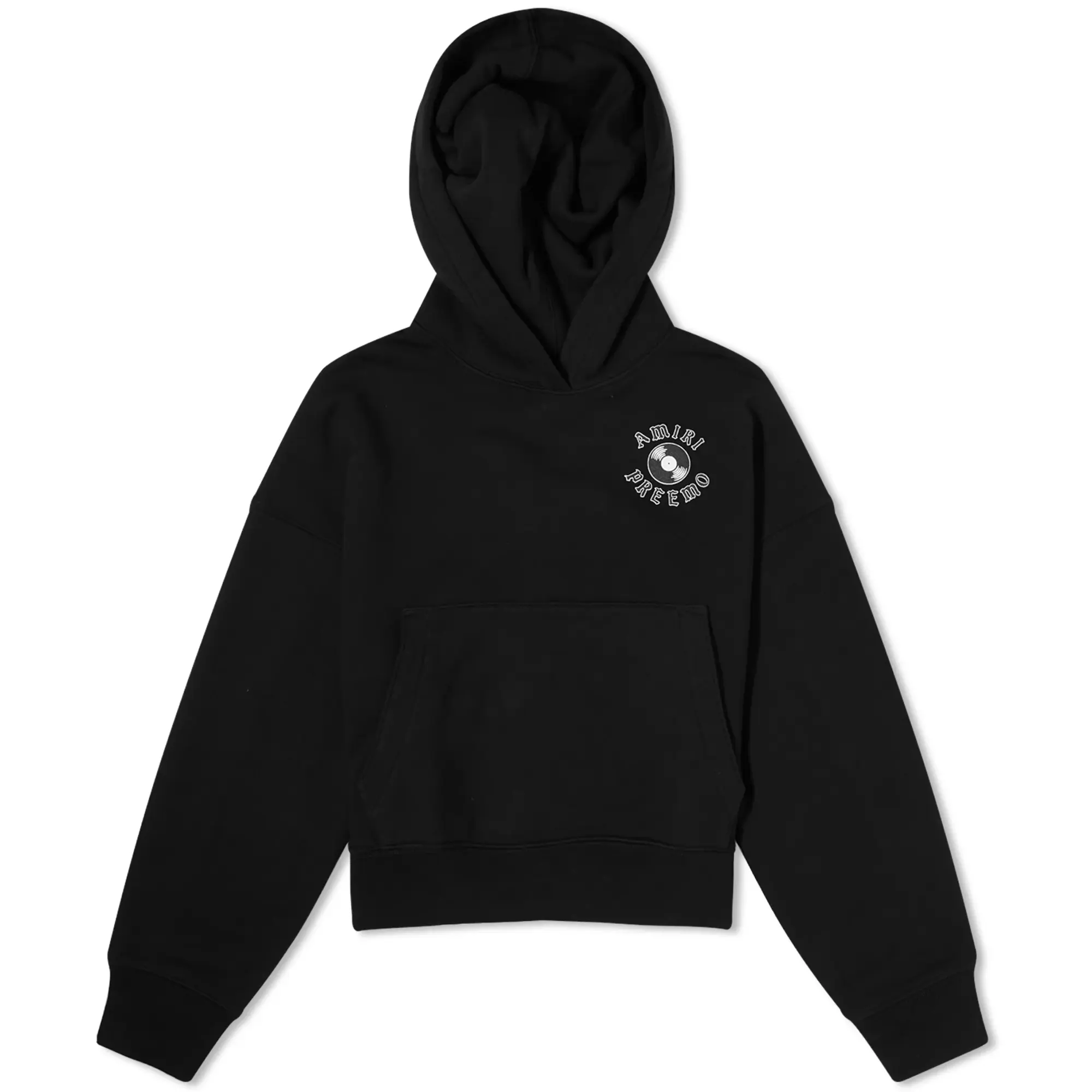 AMIRI Women s Preemo Records Cocoon Hoodie Black AW23WJH001 001 FOOTY.COM