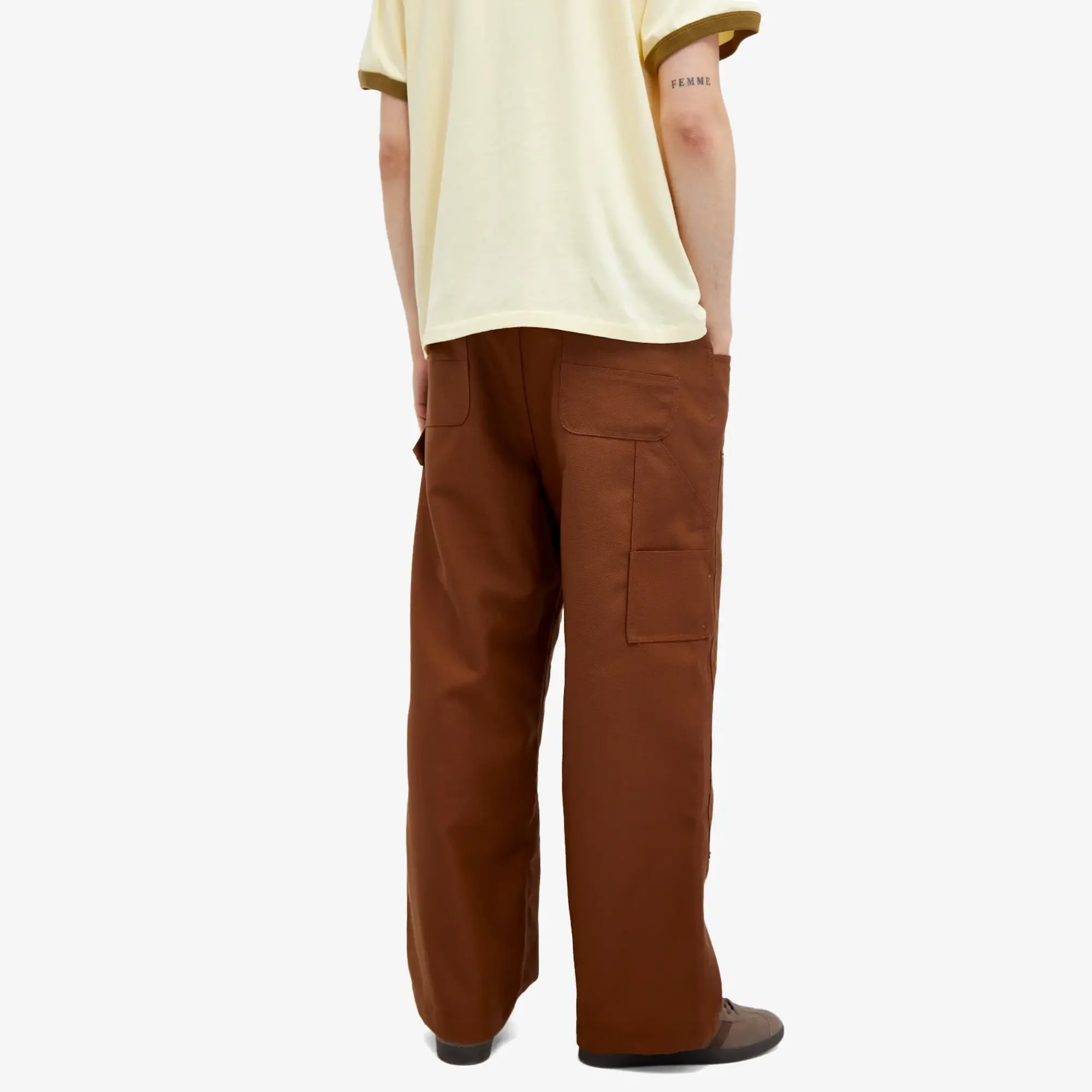 Brain Dead Men's Serge Wool Double Knee Utility Pants Brown