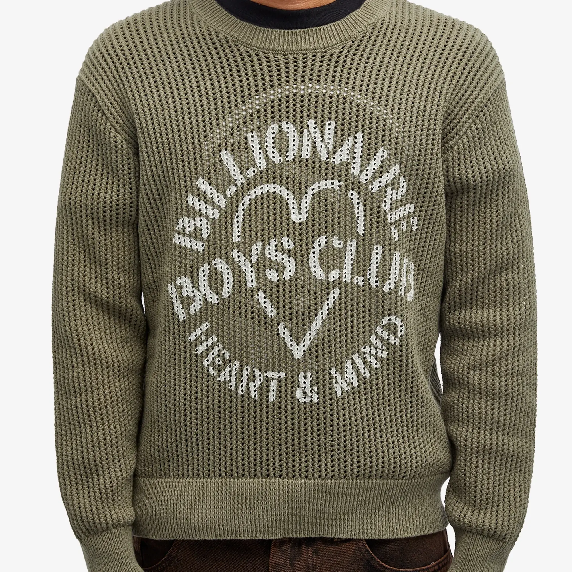Billionaire Boys Club Men's Heart & Mind Stencil Logo Knit Khaki