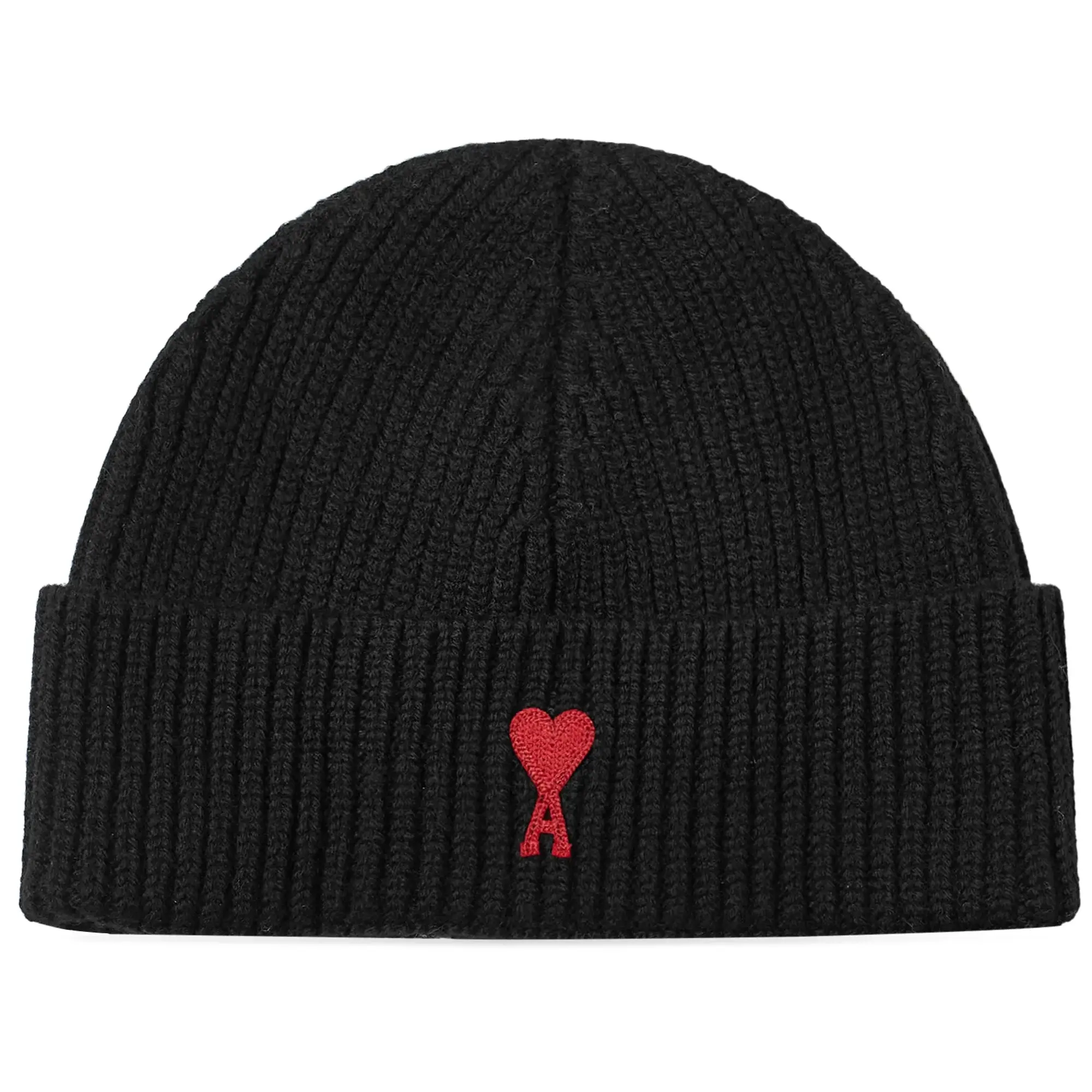 Ami Paris Red Ami De Coeur Beanie Men Beanies Black