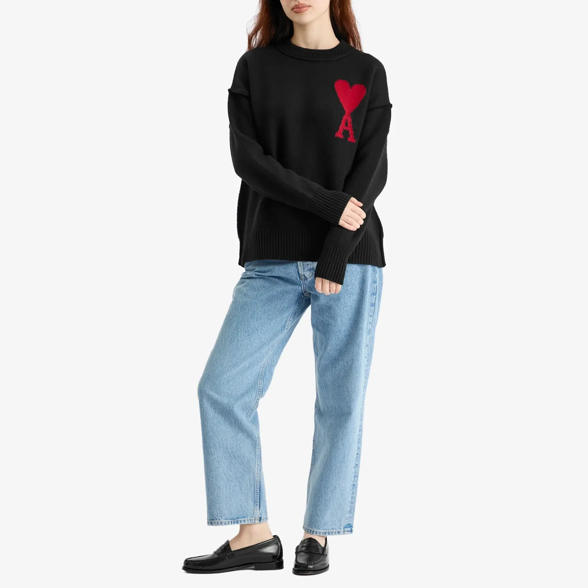 AMI Paris AMI ADC Large Crew Knit Sweater Black