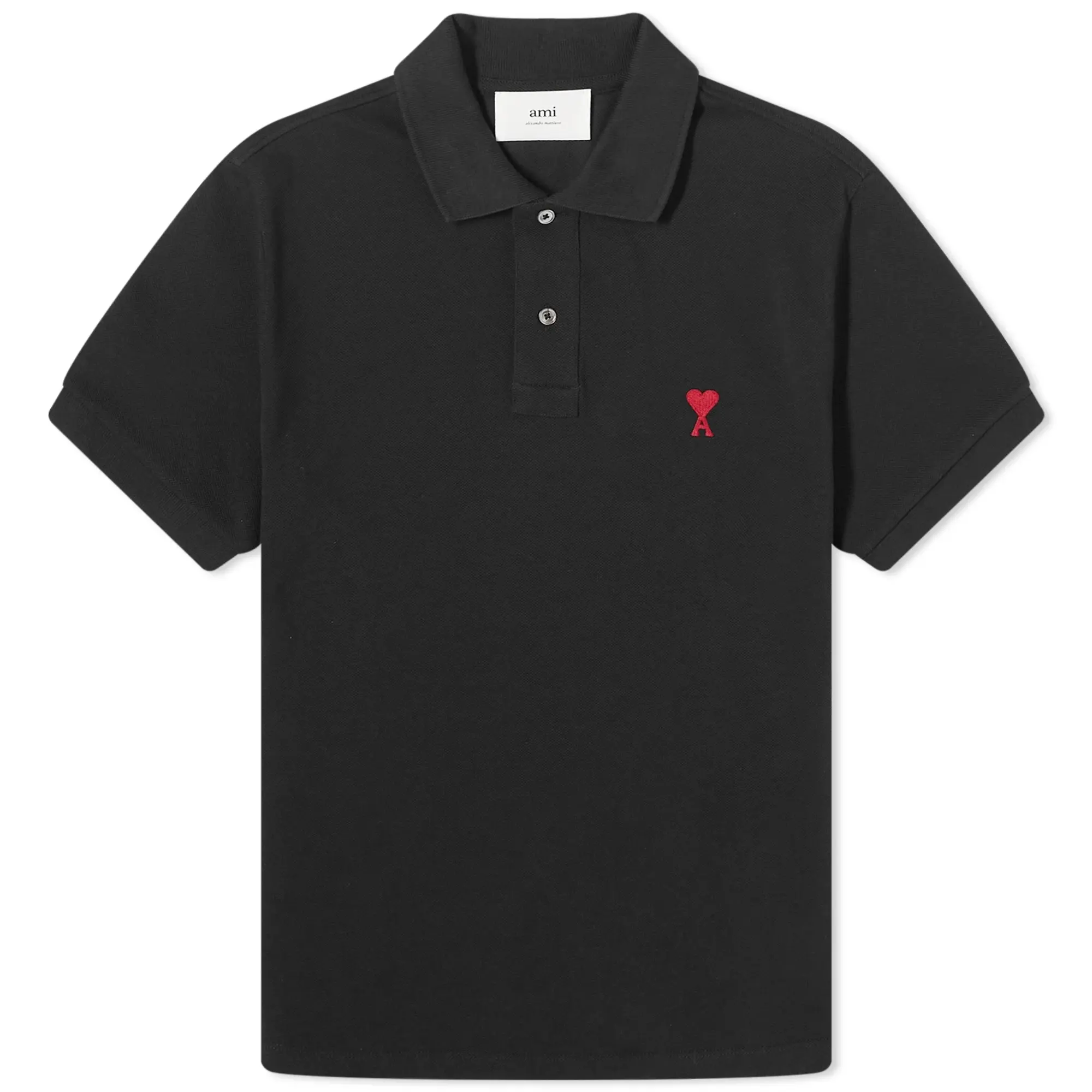 AMI Paris Men's Small A Heart Polo Black