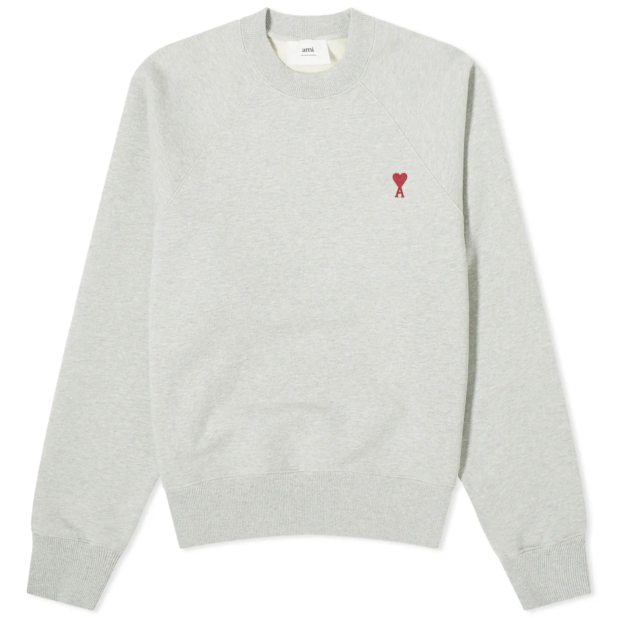 AMI Paris Women's Red Small Ami De Coeur Sweatshirt Heather Ash Grey