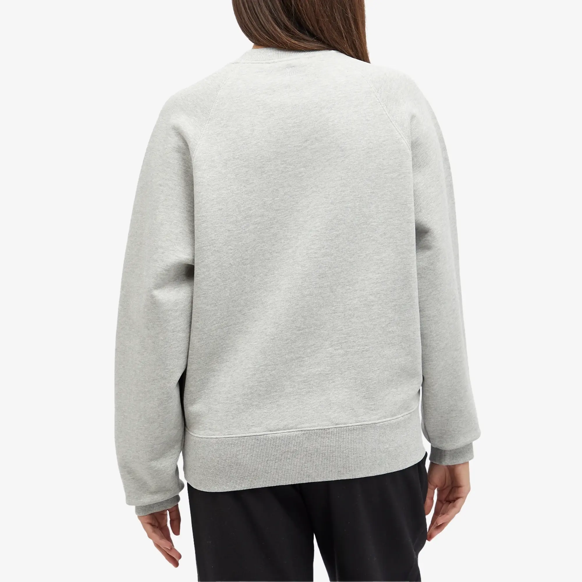 AMI Paris Women's Red Small Ami De Coeur Sweatshirt Heather Ash Grey