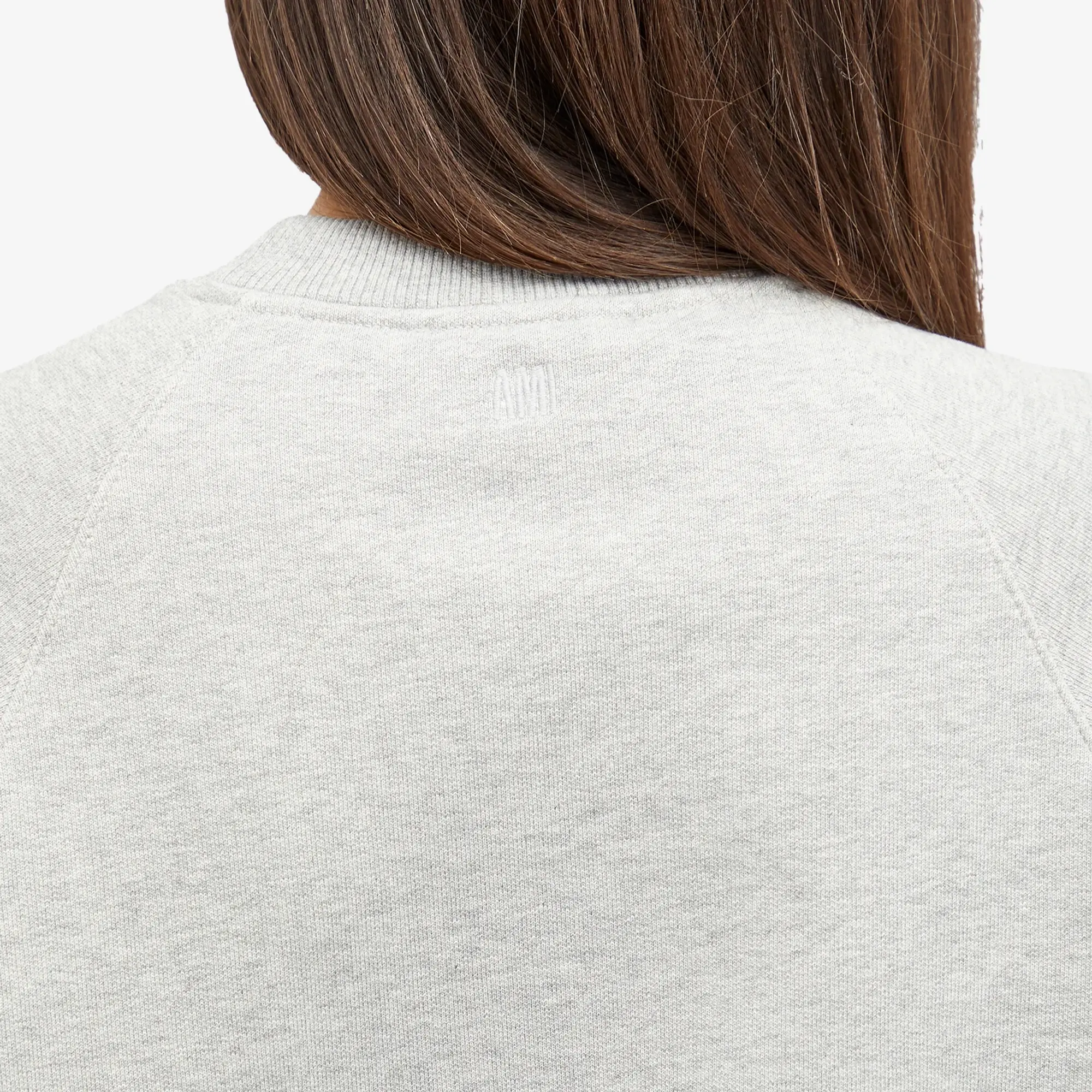 AMI Paris Women's Red Small Ami De Coeur Sweatshirt Heather Ash Grey