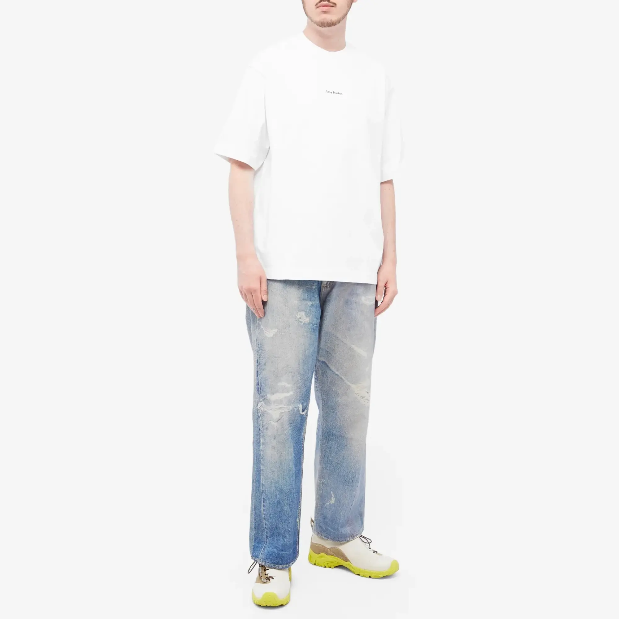 Acne Studios Men's Extorr Stamp Logo Tee Optic White