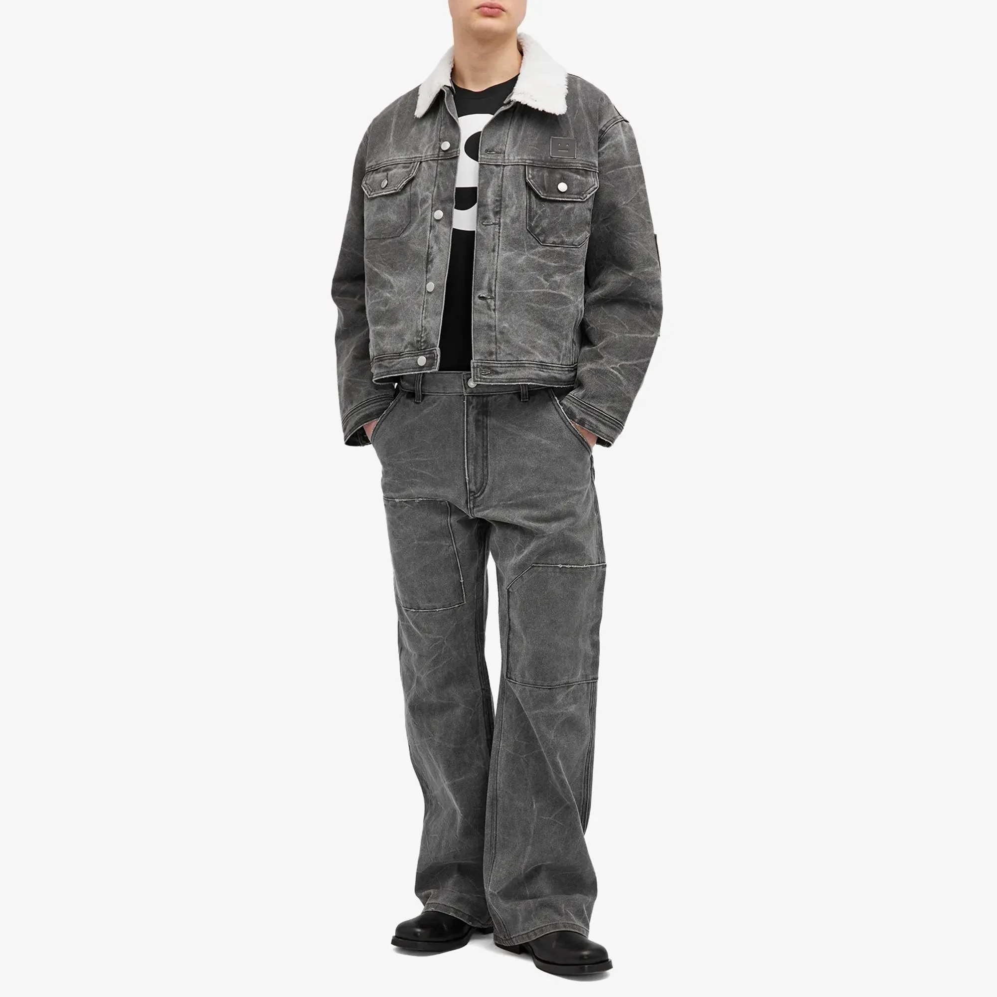 Acne Studios Men's Palma Patch Canvas Work Pants Carbon Grey