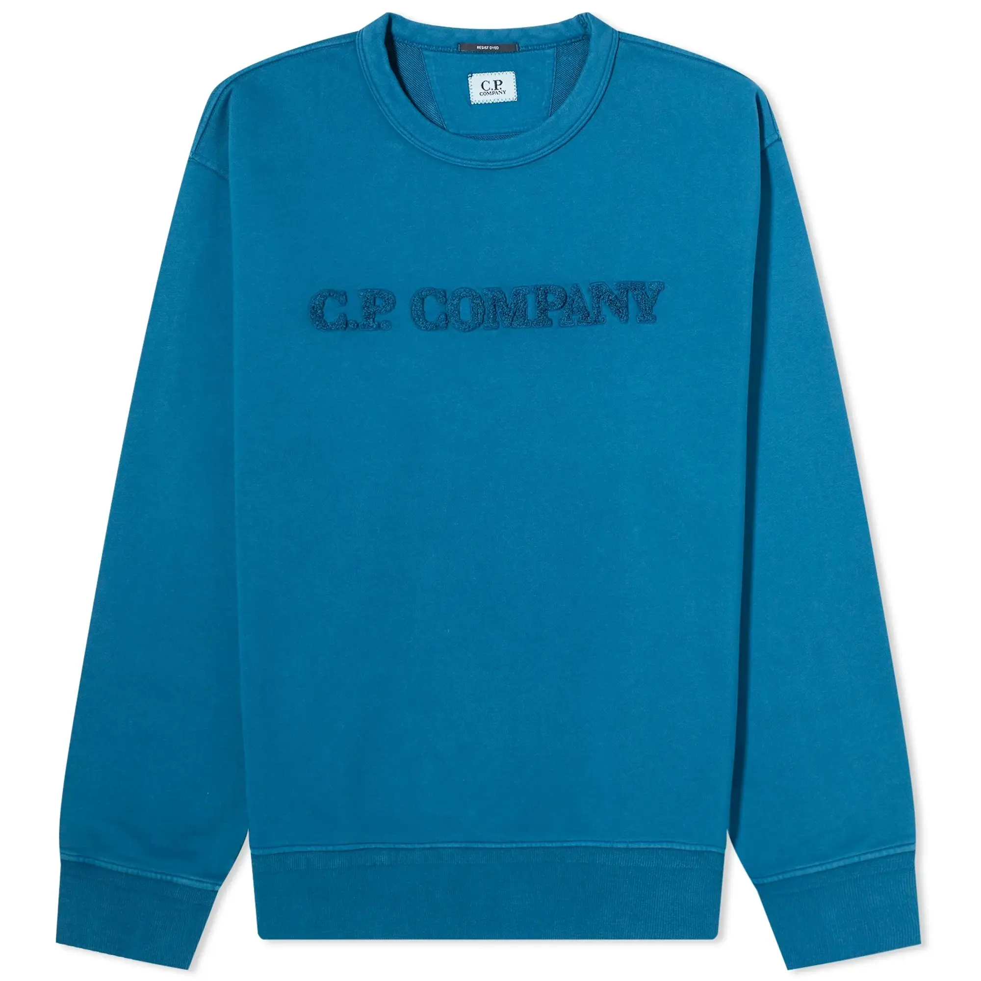 C.P. Company Men's Cotton Diagonal Fleece Logo Sweatshirt Ink Blue