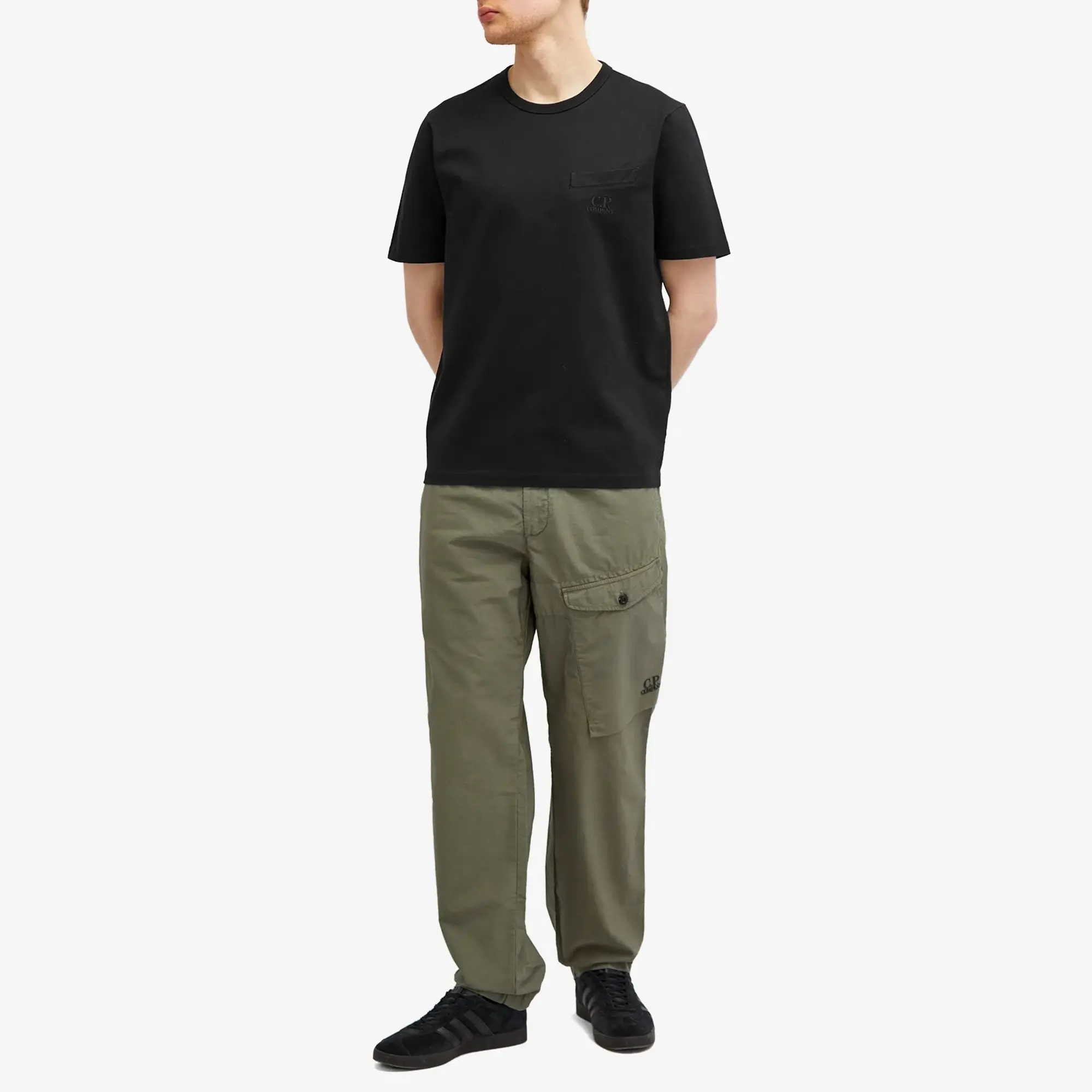 C.P. Company Men's 30/2 Mercerized Jersey Twisted Pocket T-Shirt Black