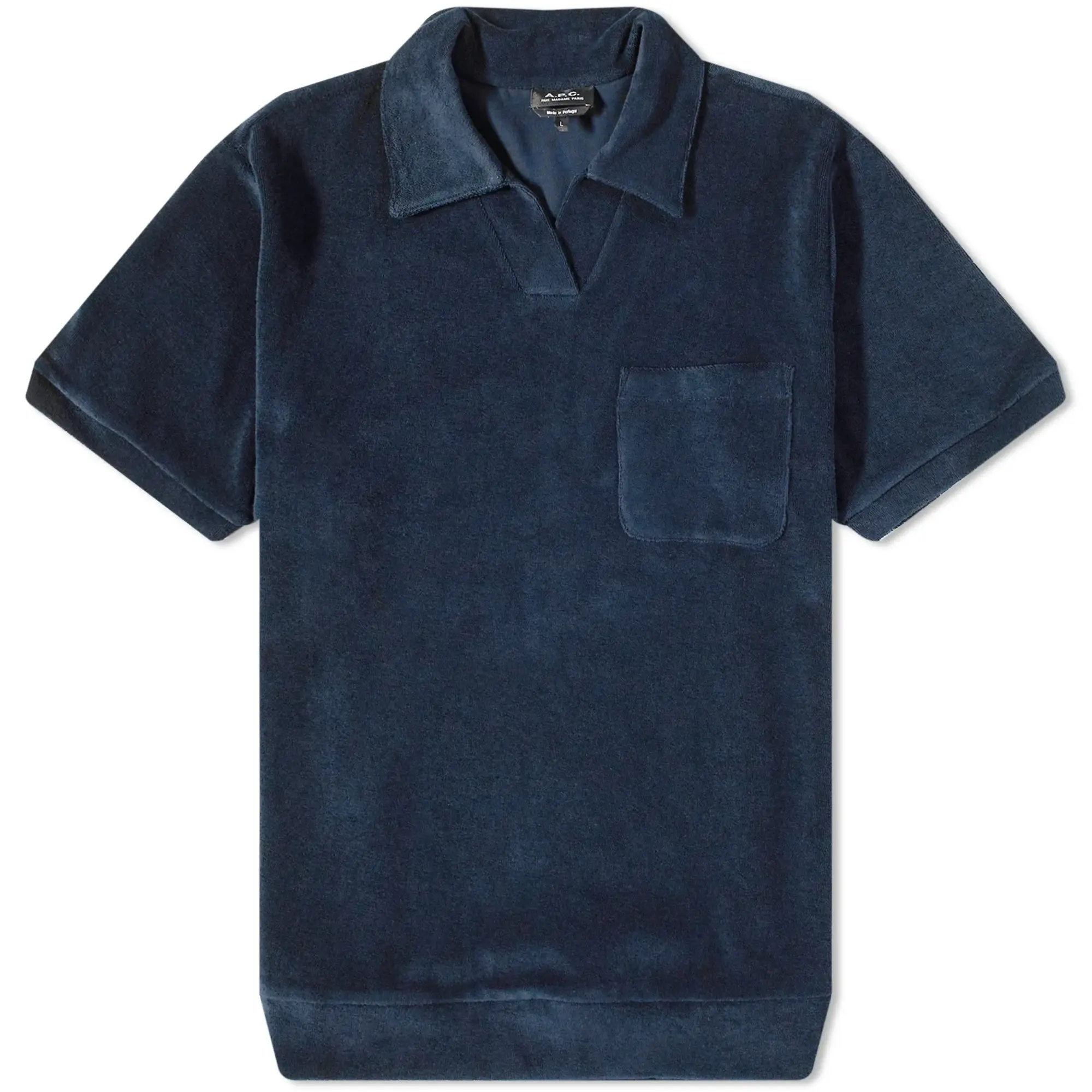 A.P.C. Men's Agustino Sponge Fleece Polo Dark Navy
