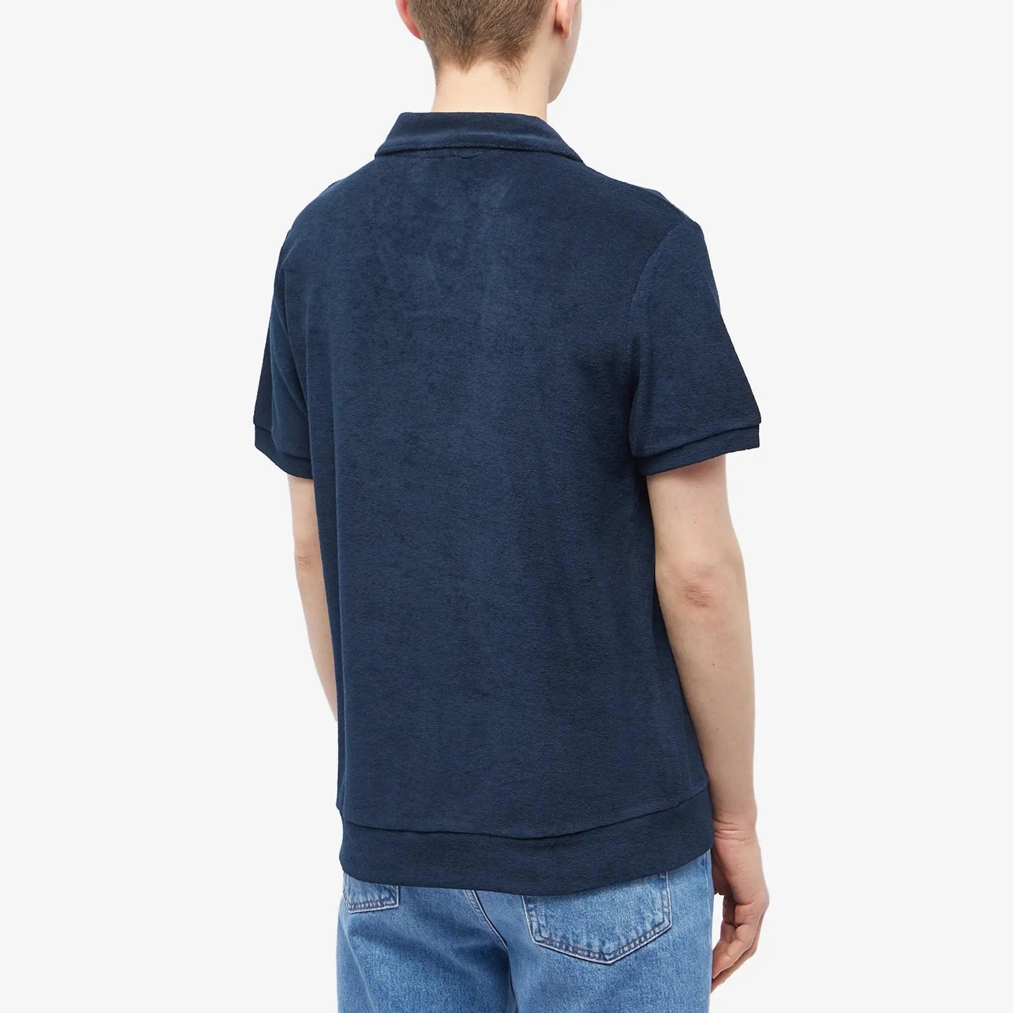 A.P.C. Men's Agustino Sponge Fleece Polo Dark Navy